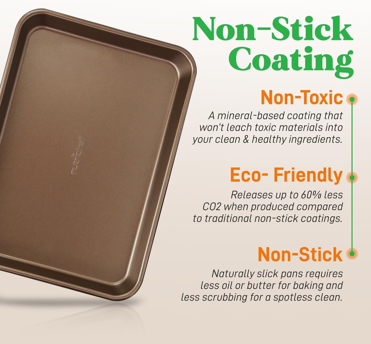 NutriChef Non-Stick Cookie Tray Set - 2-Piece, Carbon Steel, Oven Safe to 445°F 5