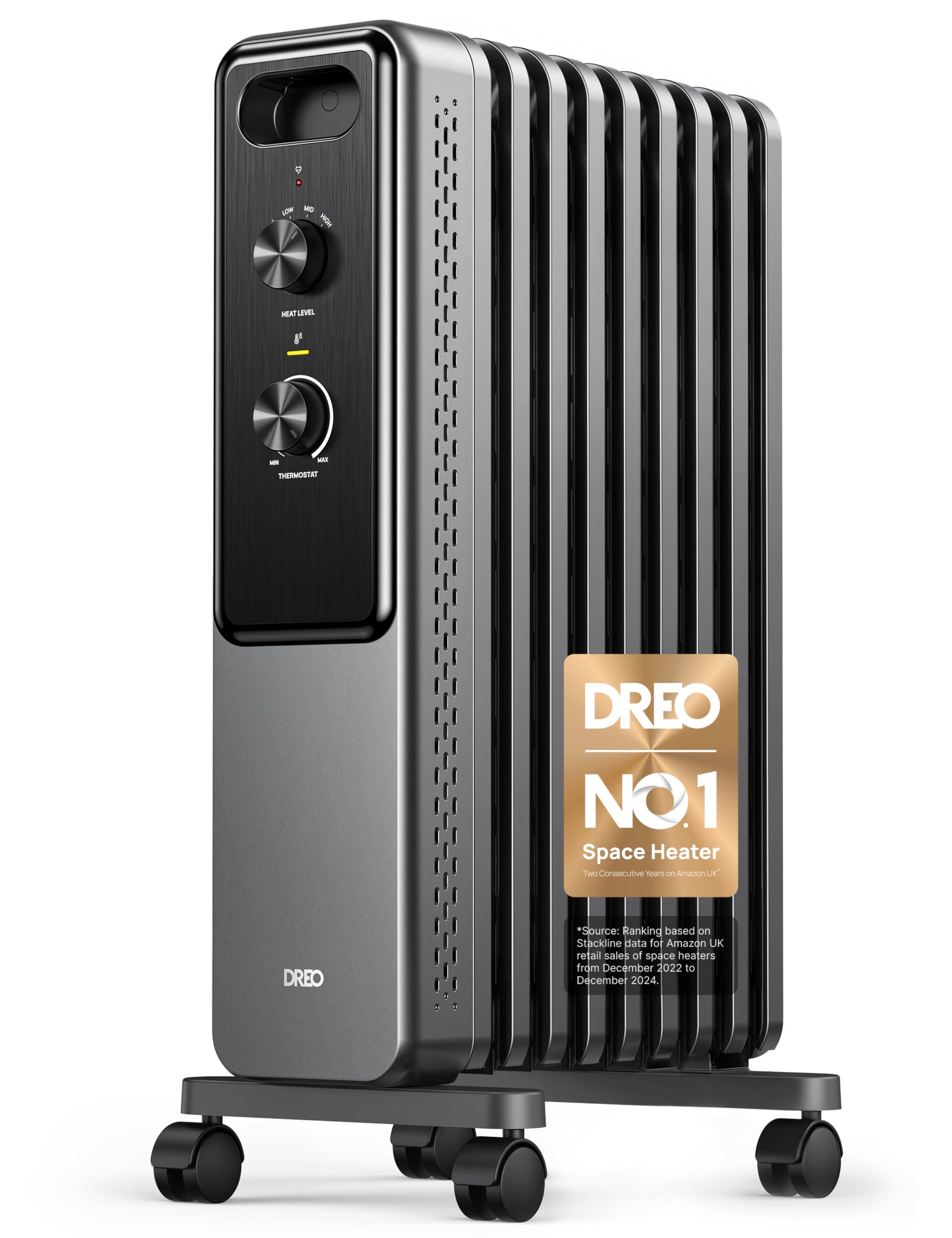 Dreo 2000W Oil Filled Radiator Heater - 9 Fins, Silent Operation | Adjustable Temp | Portable