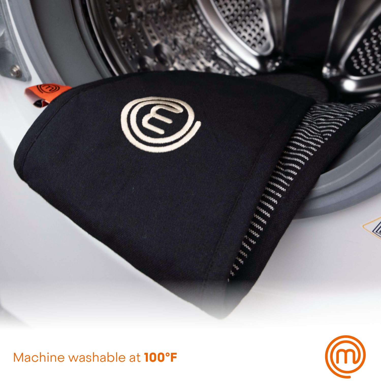 MasterChef Oven Mitts - Heat Resistant Cotton Double Gloves | Elite Black | Machine Washable 6