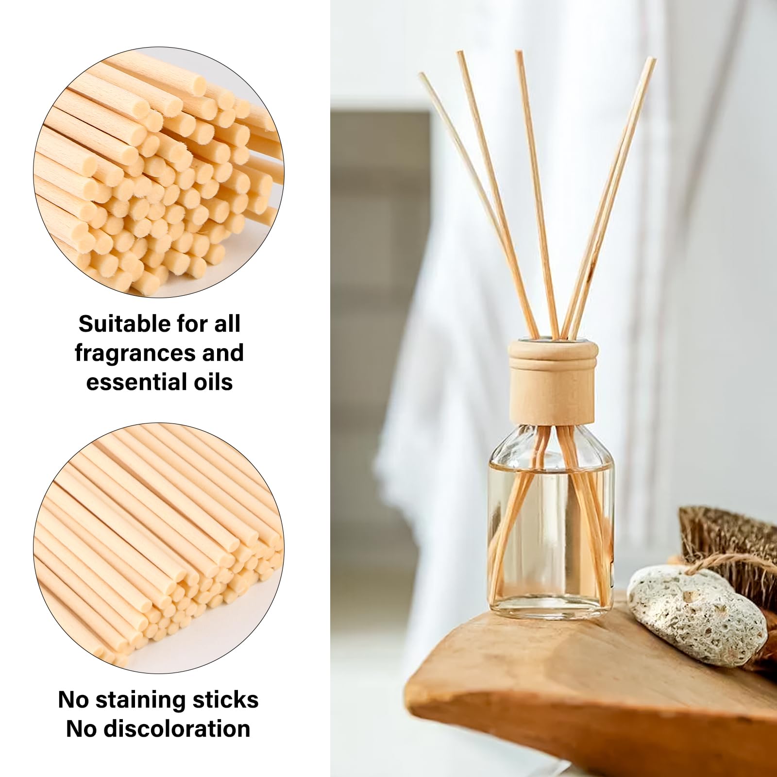 Admygo Reed Diffuser Sticks - 100 Pack Natural & Black Rattan Reeds | 7.8 Inch Replacement Sticks 3