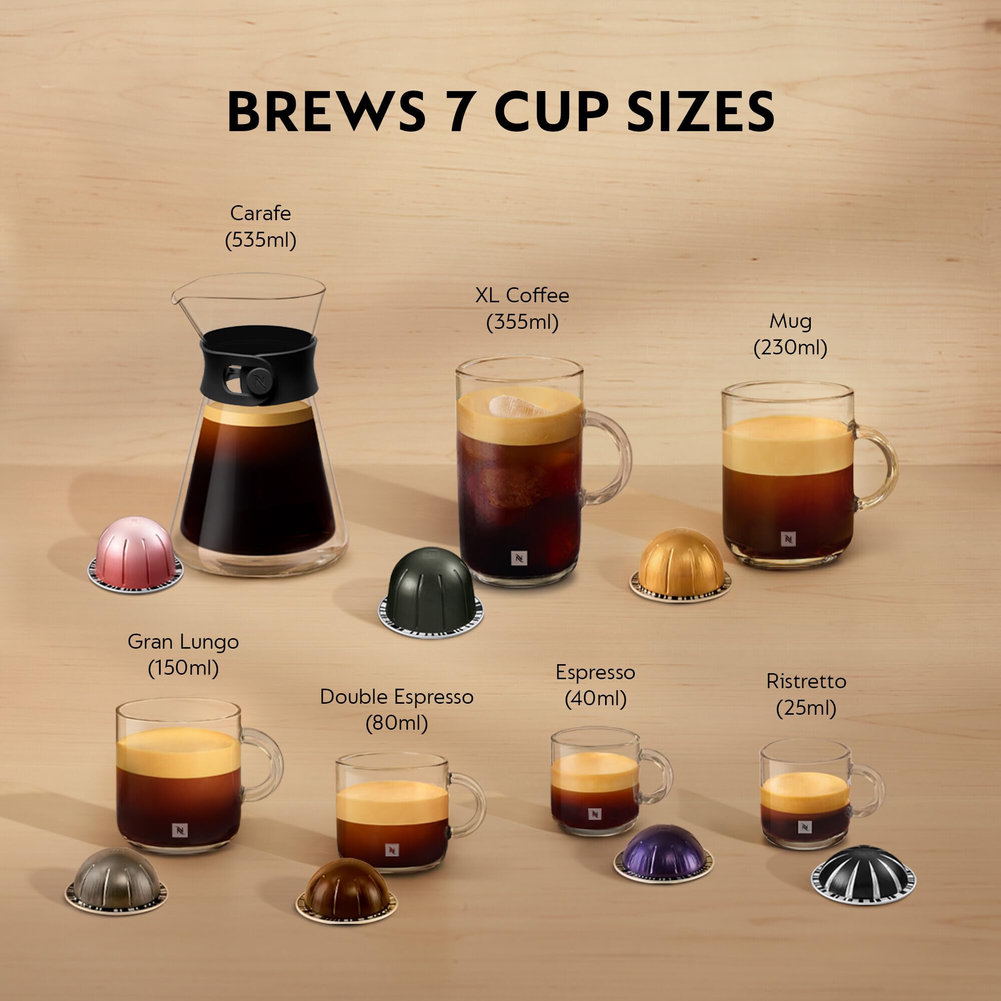 Nespresso Vertuo Next Coffee Machine by De'Longhi with Aeroccino Milk Frother | 5 Sizes | Wi-Fi/Bluetooth 8