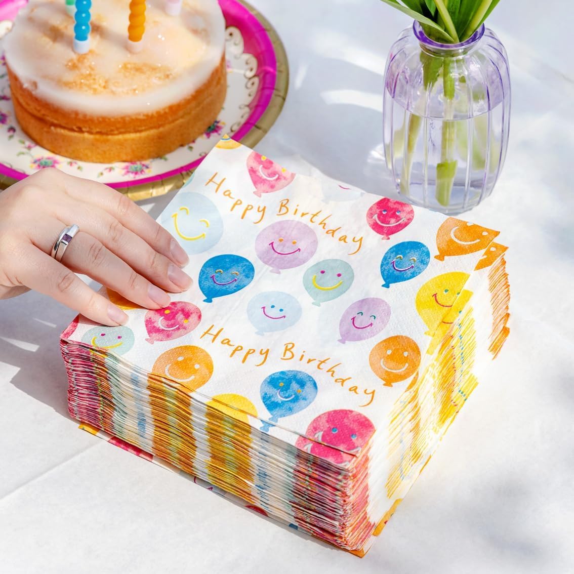 Talking Tables Table Kind Happy Birthday Paper Napkins - 100 Pack, 2-Ply, 33cm | Eco-Friendly 4