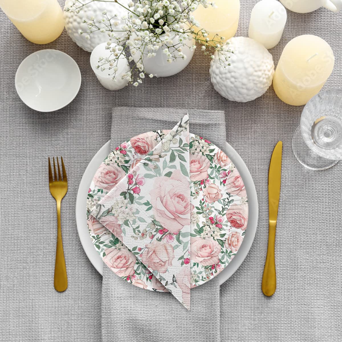 PAW Decor Collection Napkins - 3-Ply Gorgeous Roses | 20 Pieces | 33 x 33 cm 5