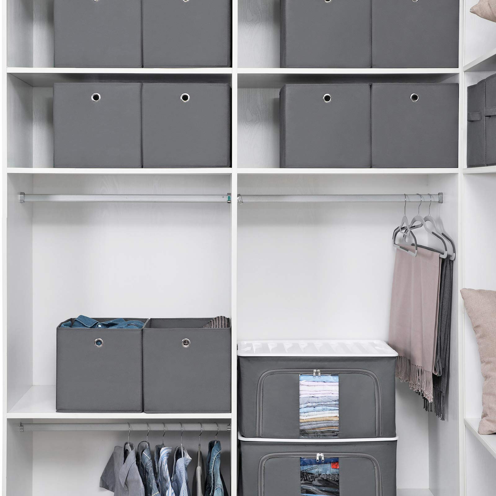 SONGMICS RFB02G-3 Storage Boxes - Set of 6 Folding Fabric Cubes | 30x30x30 cm | Grey 7