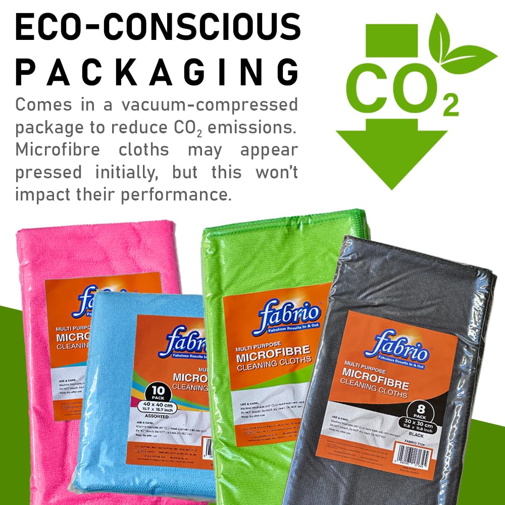 FABRIO Microfiber Cleaning Cloths - 8 Pack, 30x30cm, Ultra-Absorbent, Lint-Free for Kitchen & Car 7
