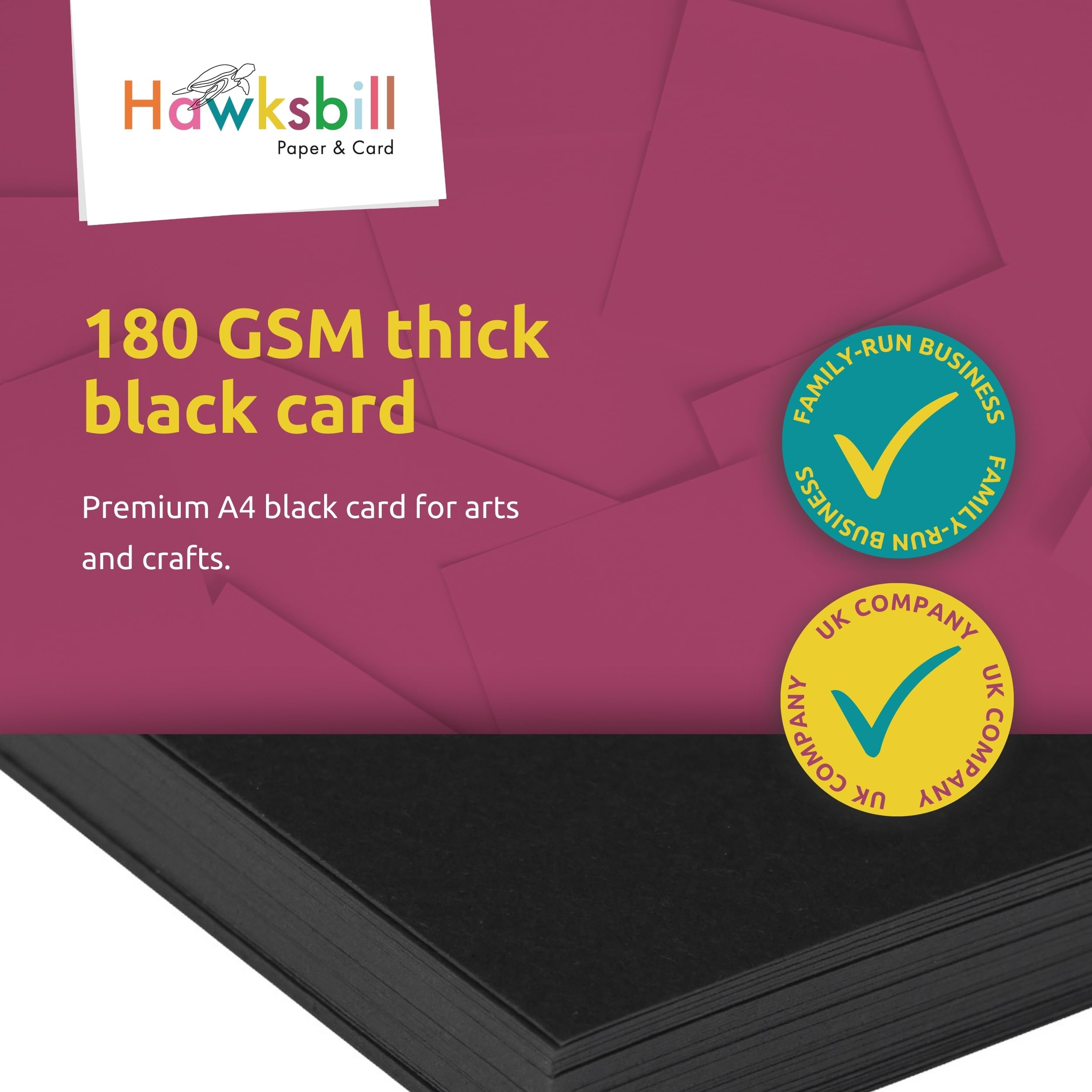 Hawksbill Black Card Stock - 180GSM A4, 50 Pack | Premium Paper for Scrapbooking & Greeting Cards 5