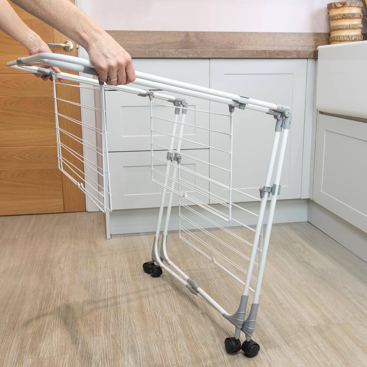 JVL Foldable 3 Tier Drying Rack - 28m Drying Space | Lightweight & Space Saving | White 7