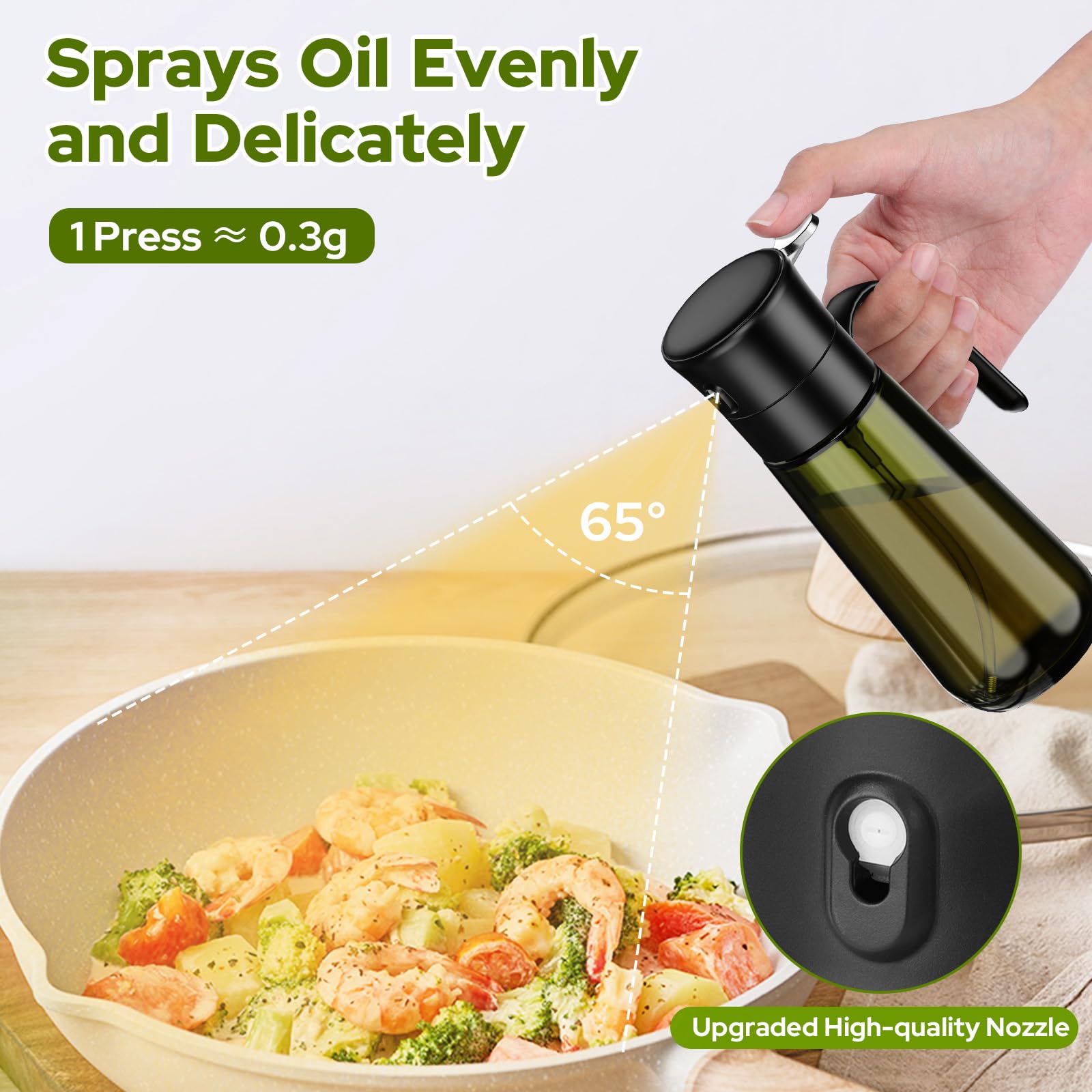 Euvqunn 280ml Light-Proof Glass Oil Sprayer with Basting Brush | Fine Mist Nozzle 3