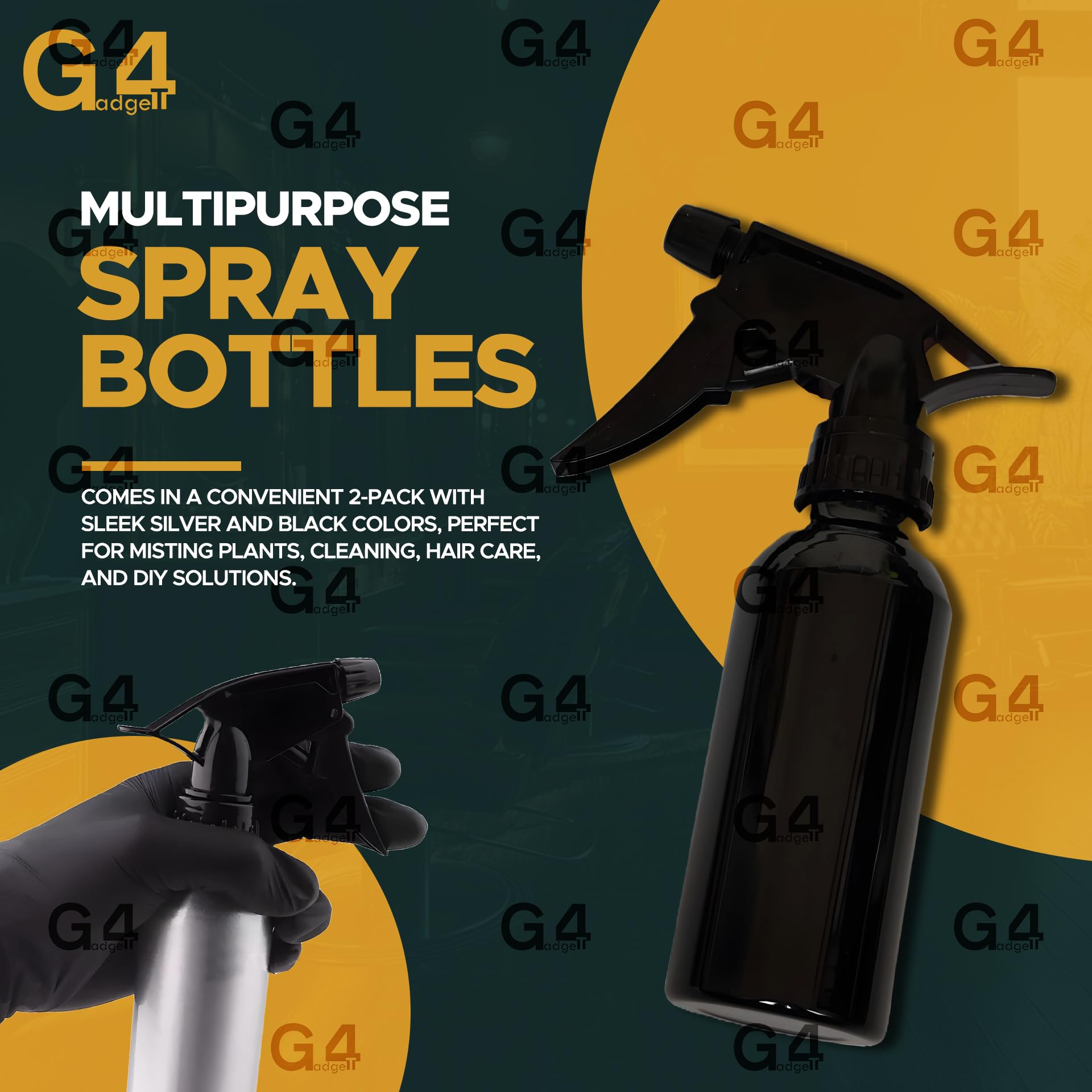 G4GADGET Aluminium Water Sprayer Empty Spray Bottles - 2 Pack, 200ml Refillable | Adjustable Mist/Stream 5
