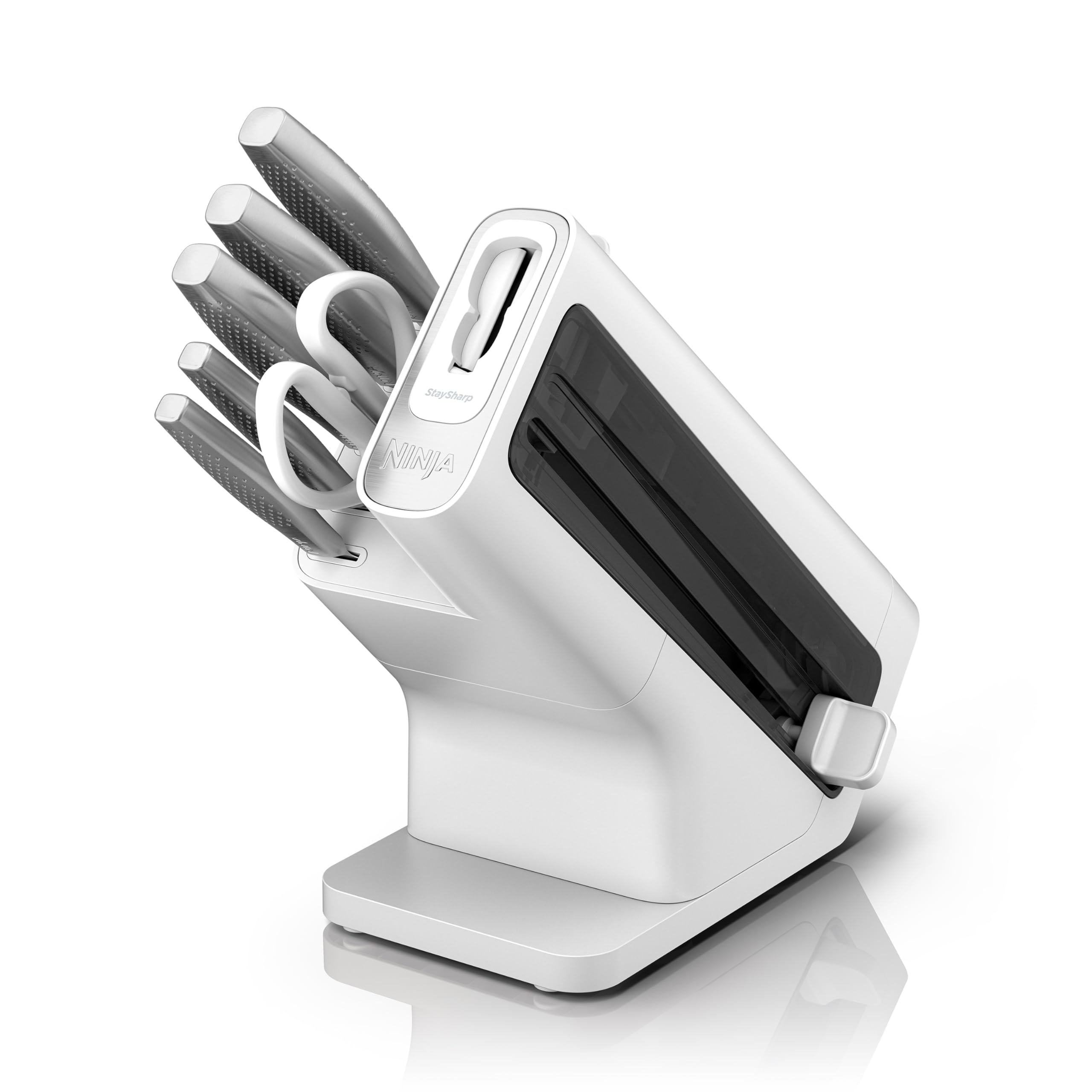Ninja StaySharp 6-Piece Kitchen Knife Set with Integrated Sharpener | Forged German Stainless Steel | White 1