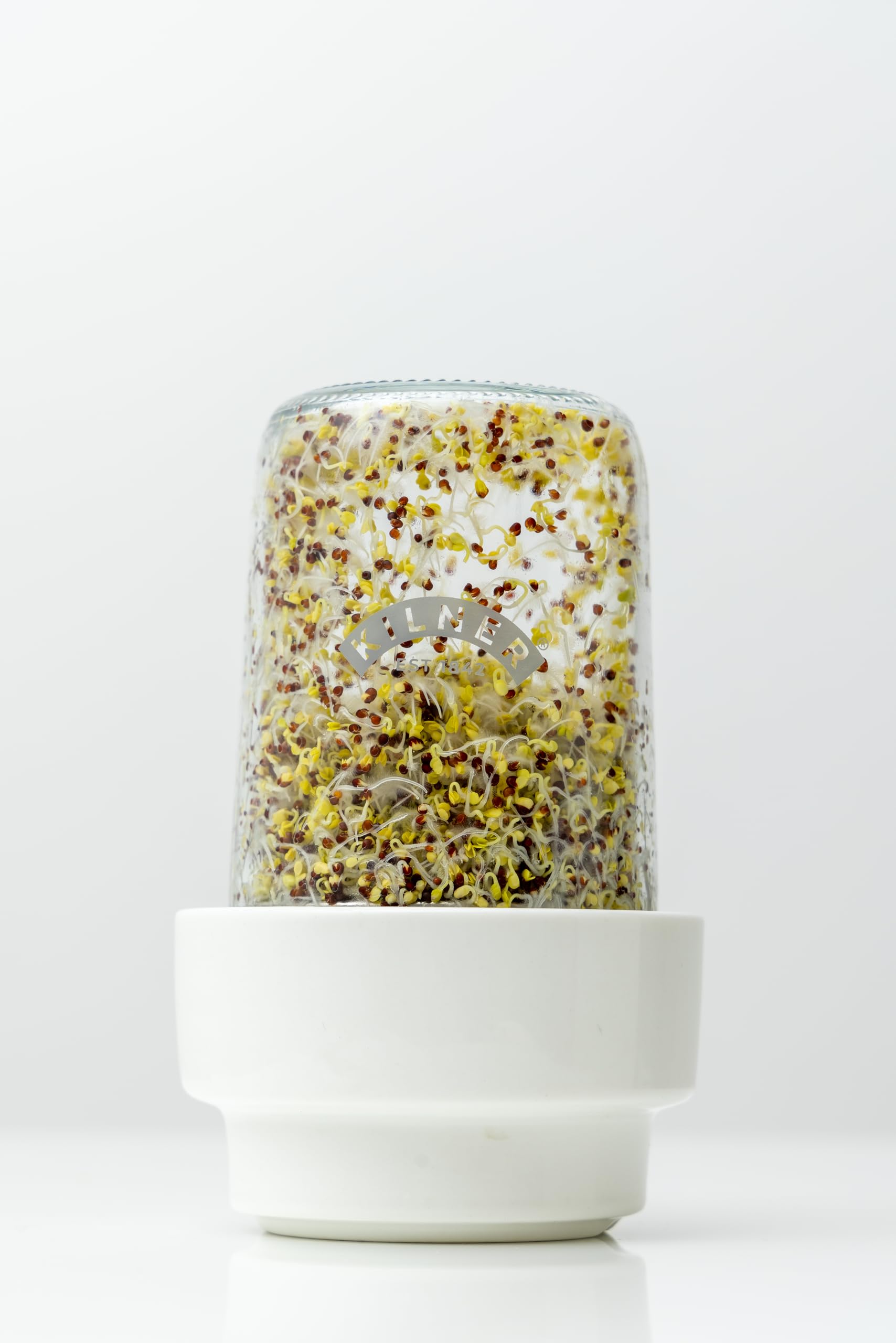 Kilner 0.5L Sprouting Set - Glass Jar, Stainless Steel Lid, Ceramic Base | BPA-Free 5