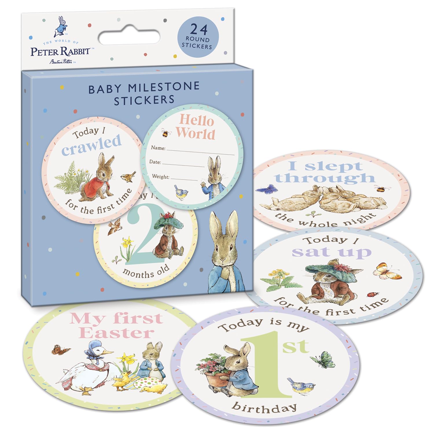 Paper Projects Peter Rabbit Baby Milestone Stickers - 24 Count | Multi Color | Paper Material 1