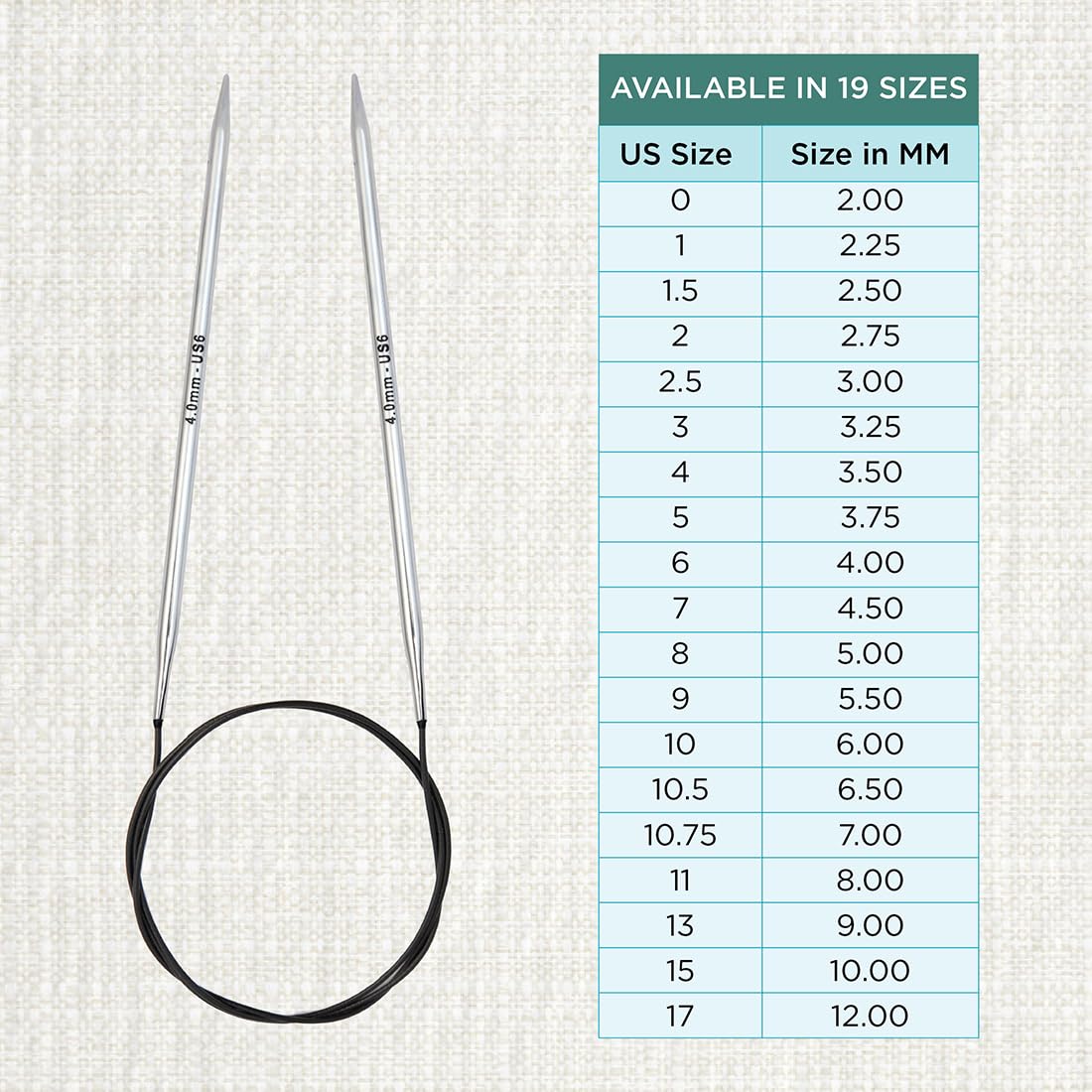KnitPro Nova Fixed Circular Knitting Needles - 4.0 mm Diameter, 40 cm Length, Silver Brass 4