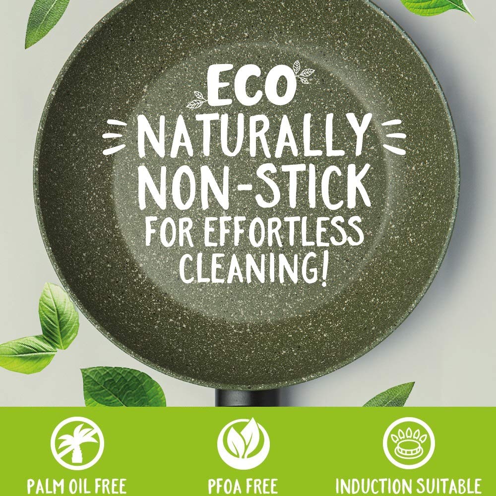 Prestige Eco Non-Stick Frying Pan Set of 2 - Induction Ready, Green Aluminium 4