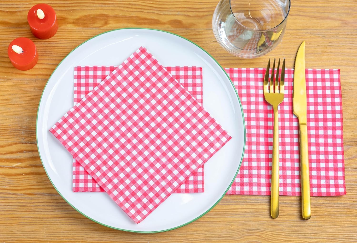 Talking Tables Red Gingham Paper Napkins - 100 Pack | Double-Ply Soft Absorbent | 33cm Open Size 5