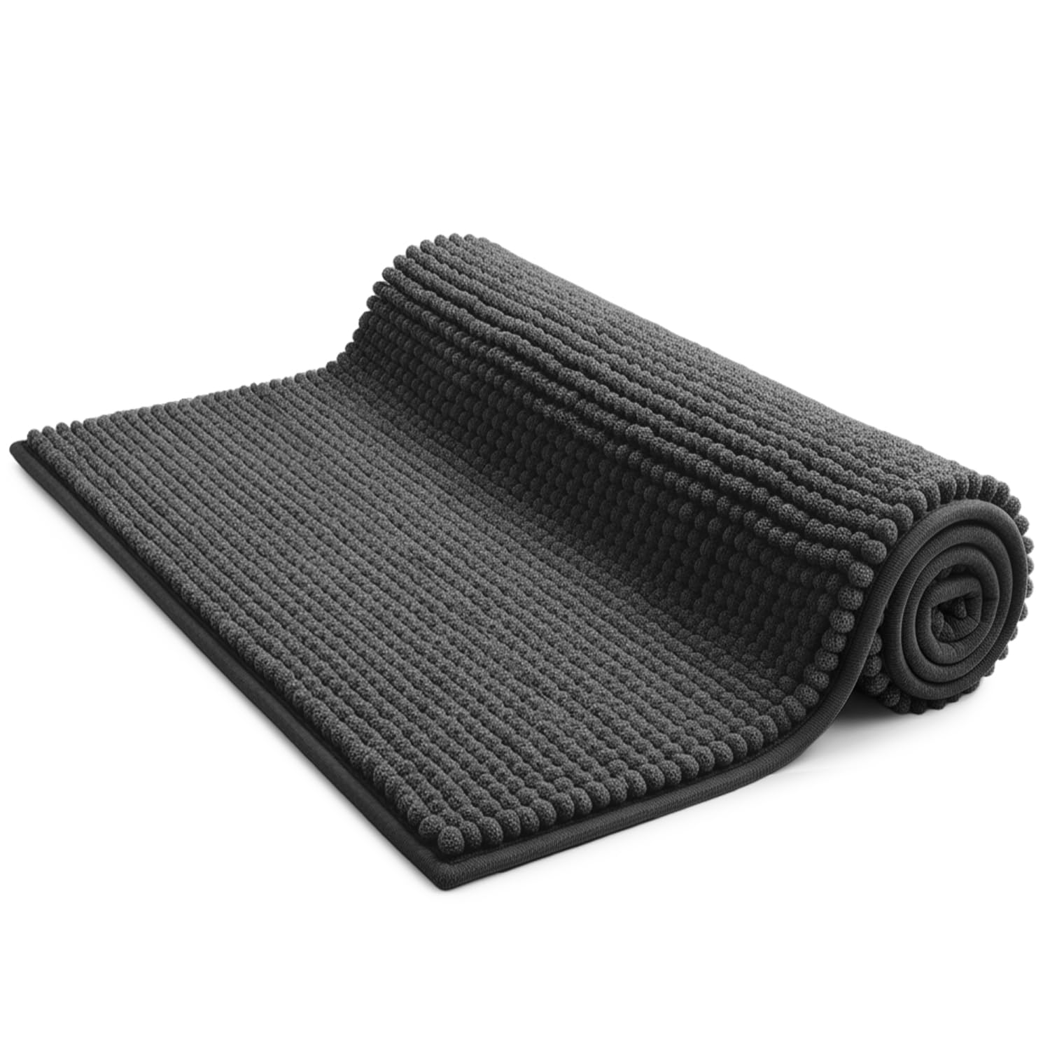 KEPLIN Non-Slip Microfibre Bath Mat - Soft Chenille, Quick-Dry, Grey | 50 x 80 cm 3