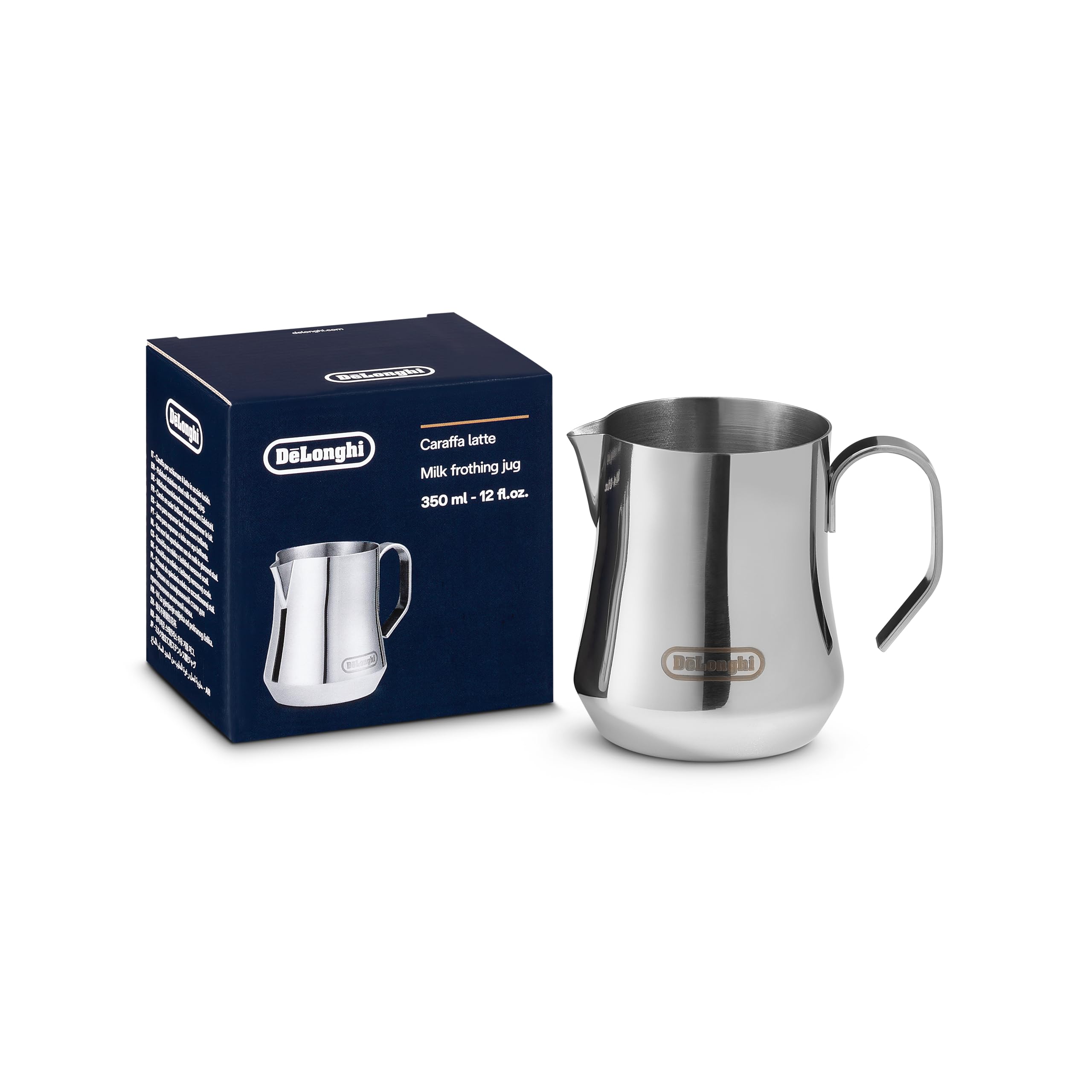 De'Longhi Milk Frothing Jug - 350ml Stainless Steel | Ergonomic Handle | Dishwasher Safe 1