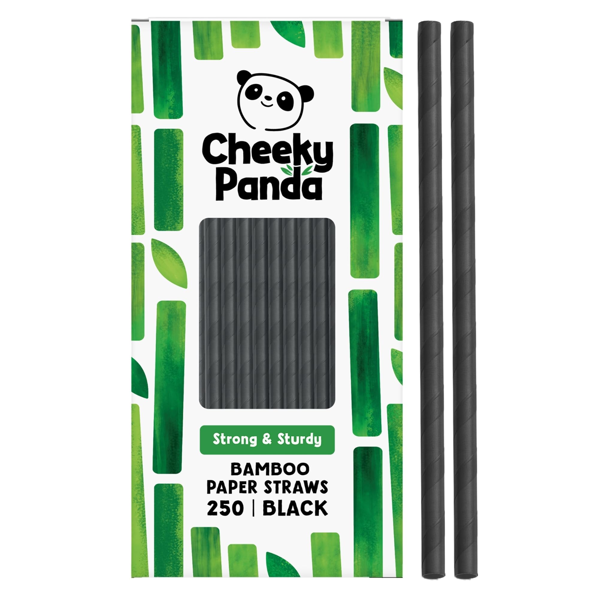 The Cheeky Panda Bamboo Paper Straws - 250 Black Count | Biodegradable | Vegan Friendly