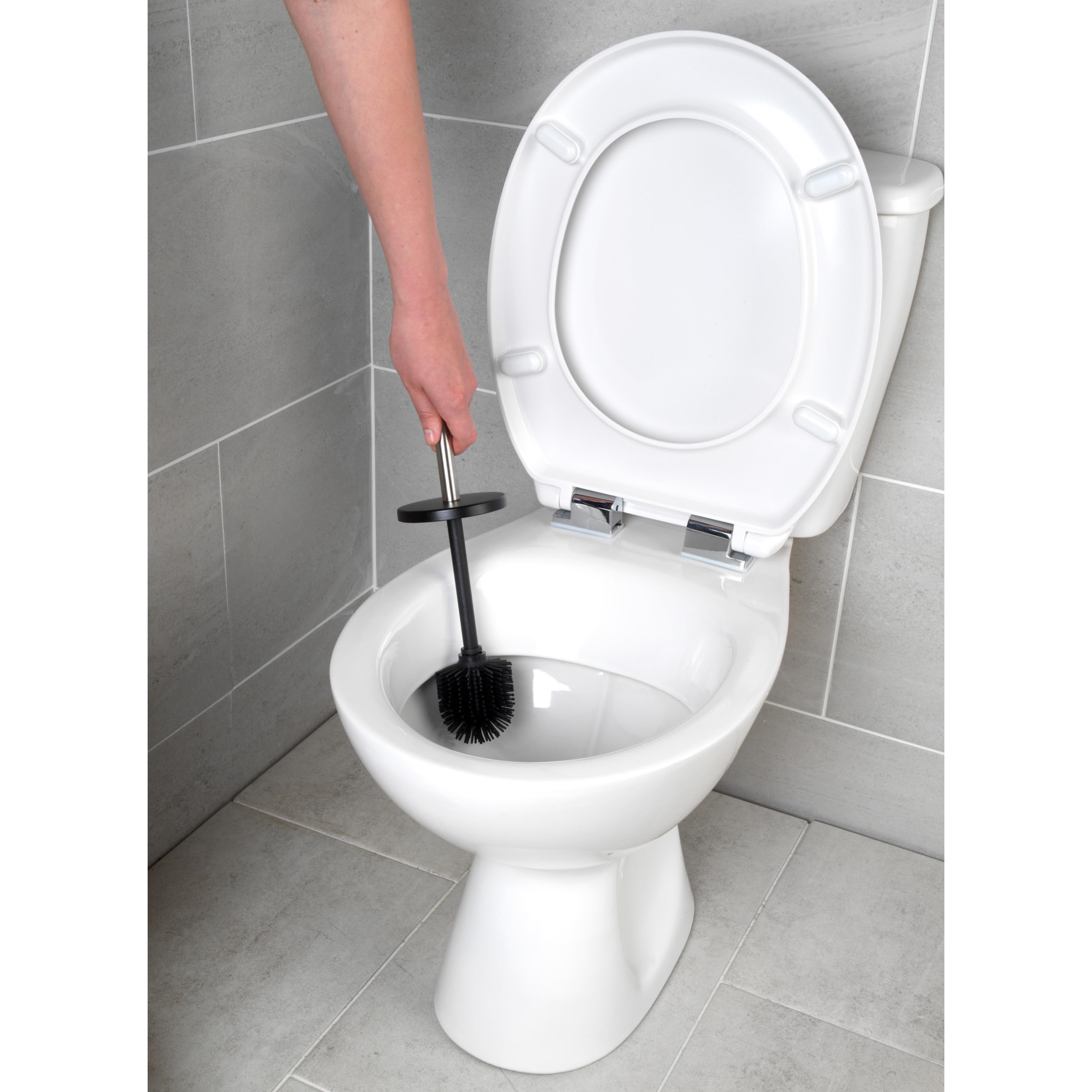 Beldray Toilet Brush & Holder - AntiBac Treated, Non-Scratch Silicone Bristles | Black 3