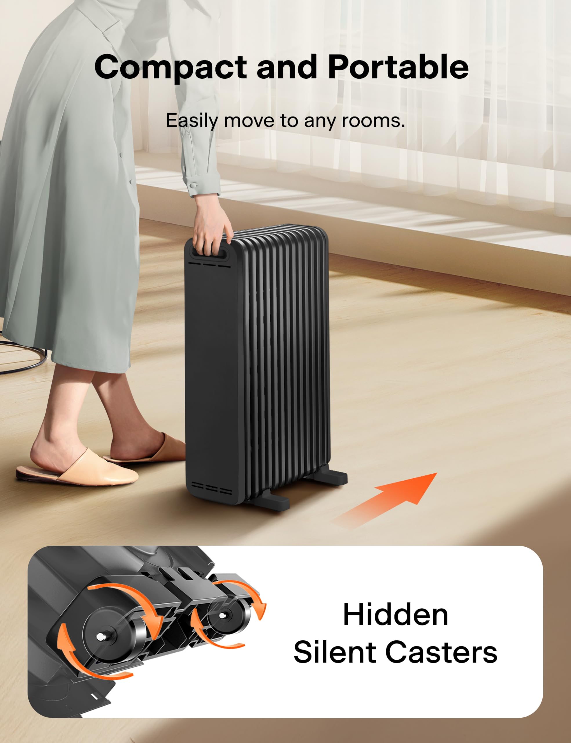 Pelonis PHOENIX 13M Oil Filled Radiator 2500W Silent Space Heater | 13 Fin | Thermostatic Control 7