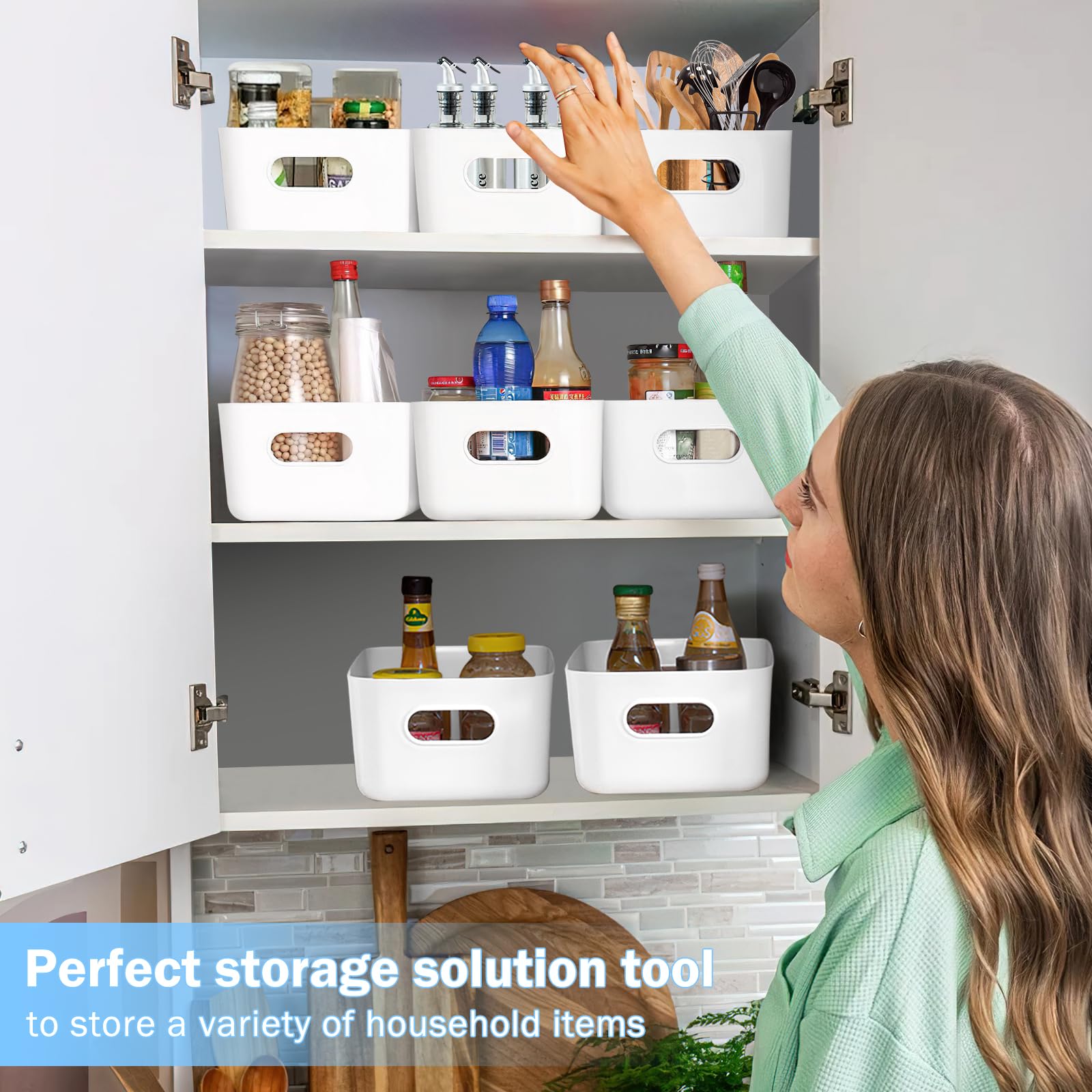Woobroo 10 Pack Storage Boxes - Stackable White PP Plastic Organizers | 24x16x10 cm 5