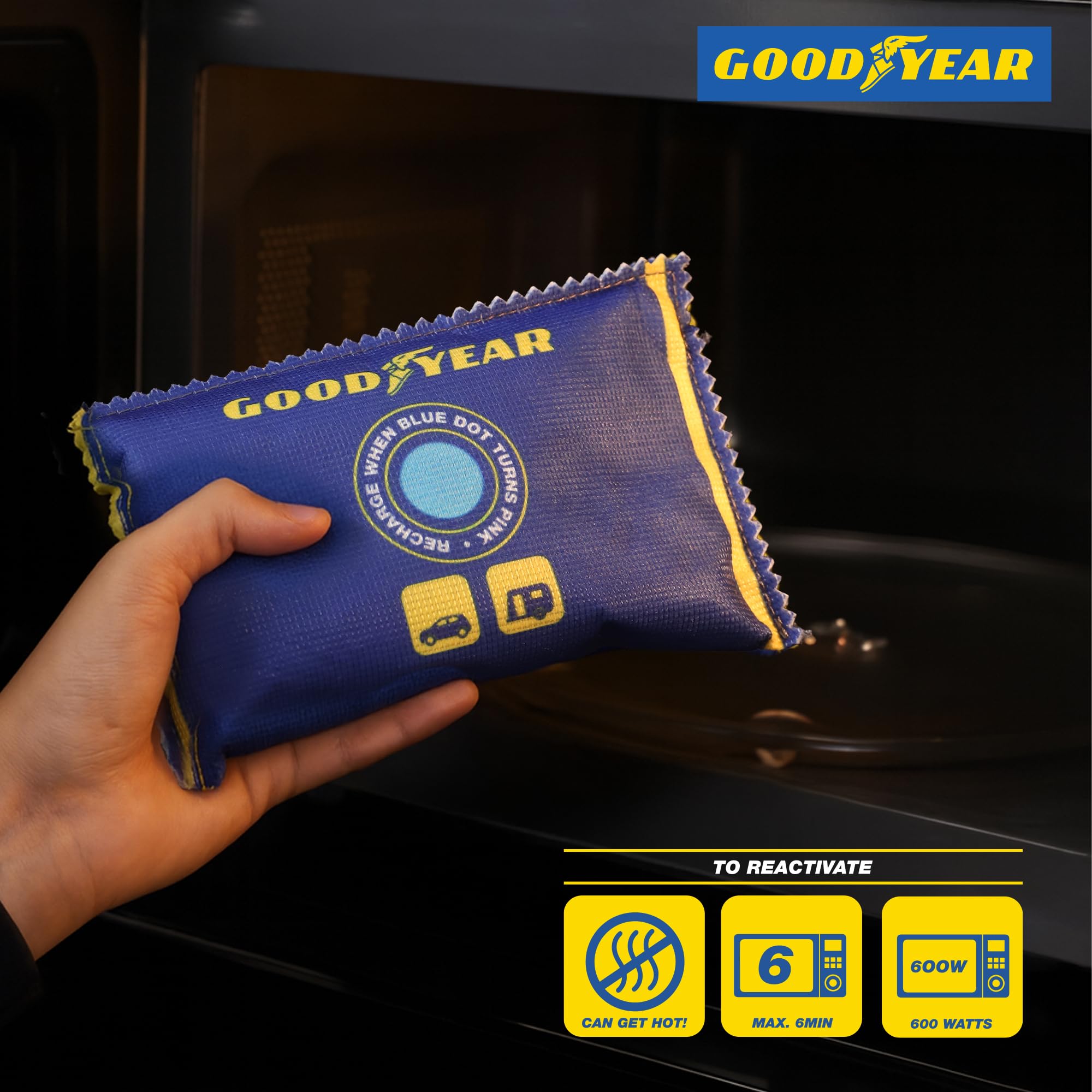 Goodyear 2pc 100g Reusable Dehumidifier Bags – Heavy-Duty Moisture Absorber for Vehicles 7
