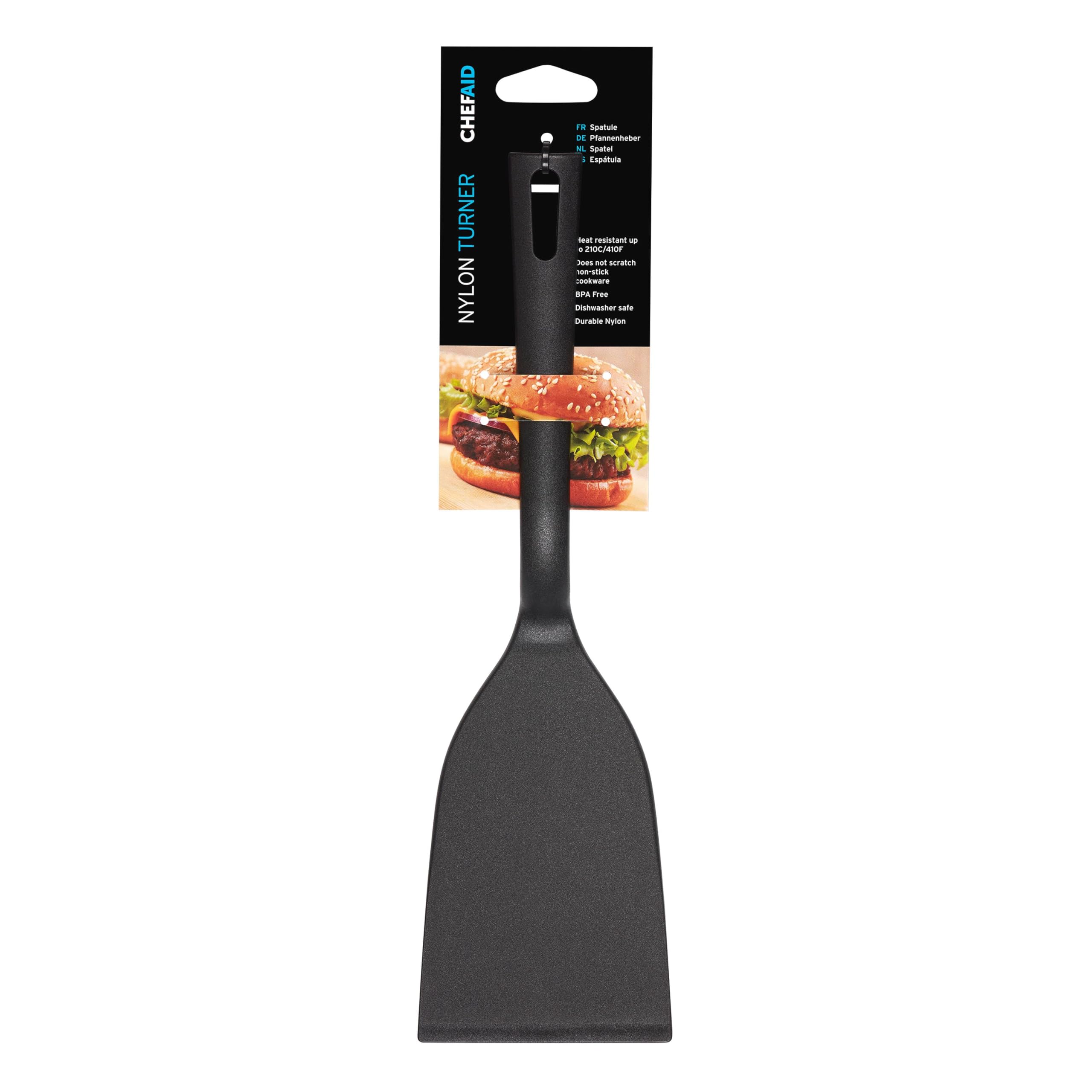 Chef Aid Nylon Flexible Turner - BPA Free, Non-Scratch, High Temp Safe up to 210°C | Black 4