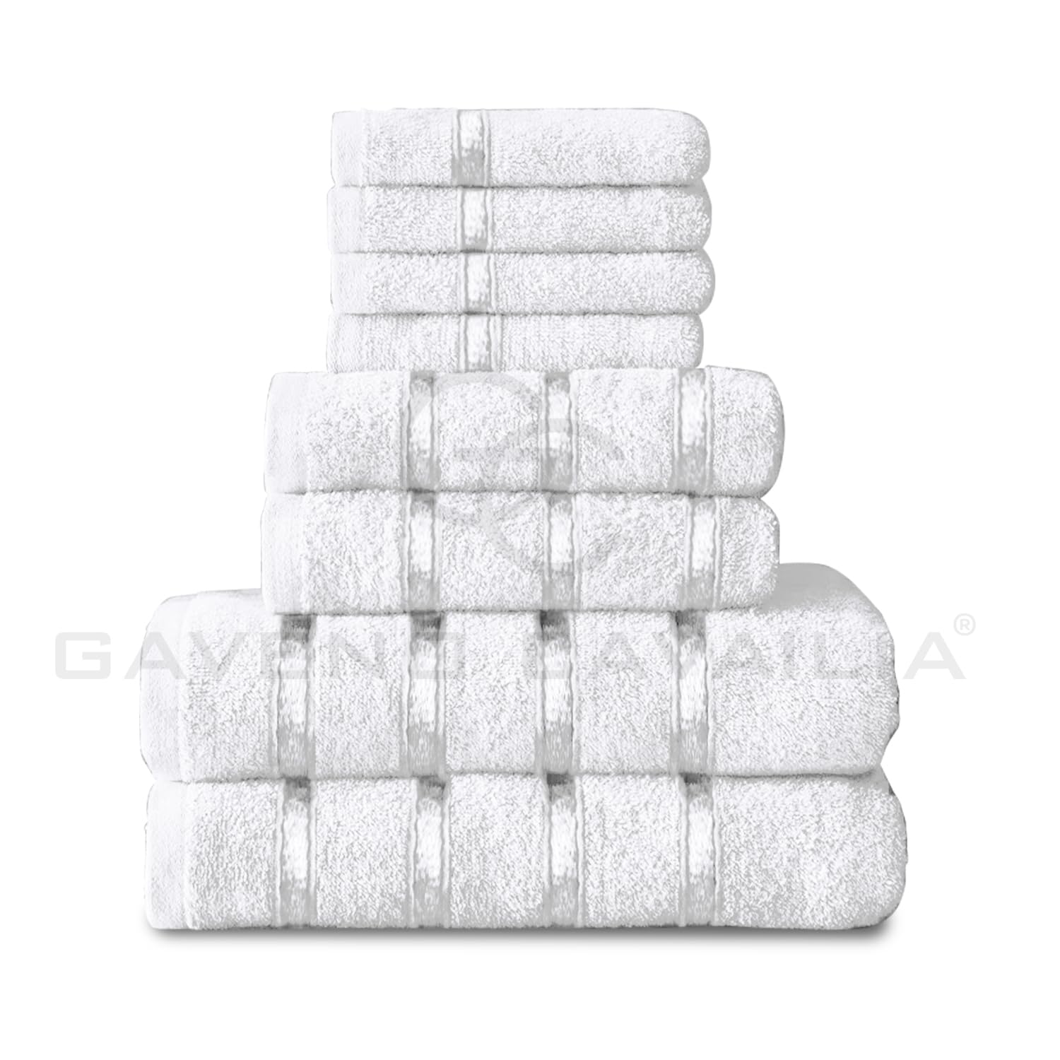 GC GAVENO CAVAILIA 8 Piece White Towel Set | 450 GSM | 100% Cotton | Quick Dry 7