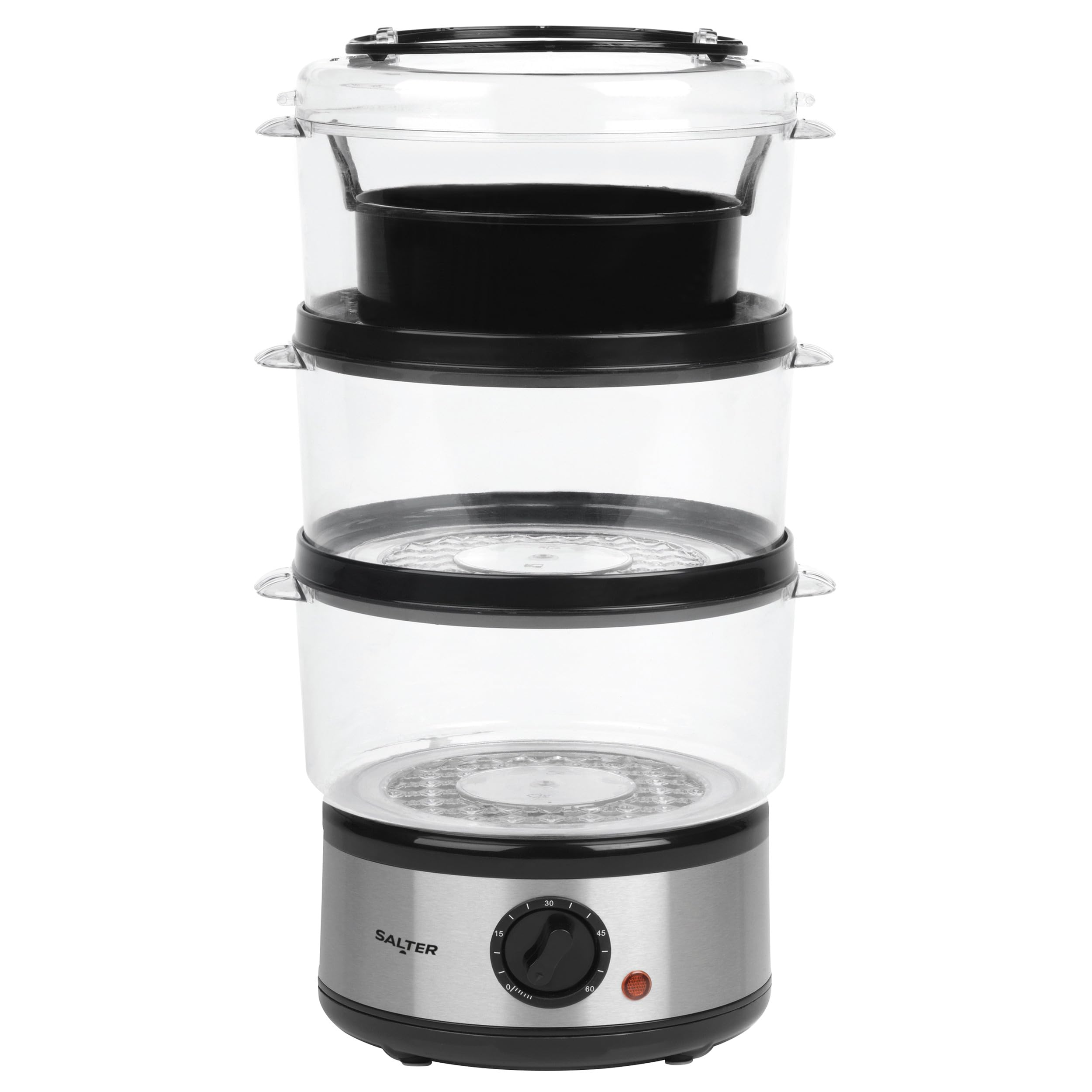 Salter Electric Food Steamer - 7.5L Capacity, 3-Tier Stackable Baskets | 500W | Stainless Steel 1