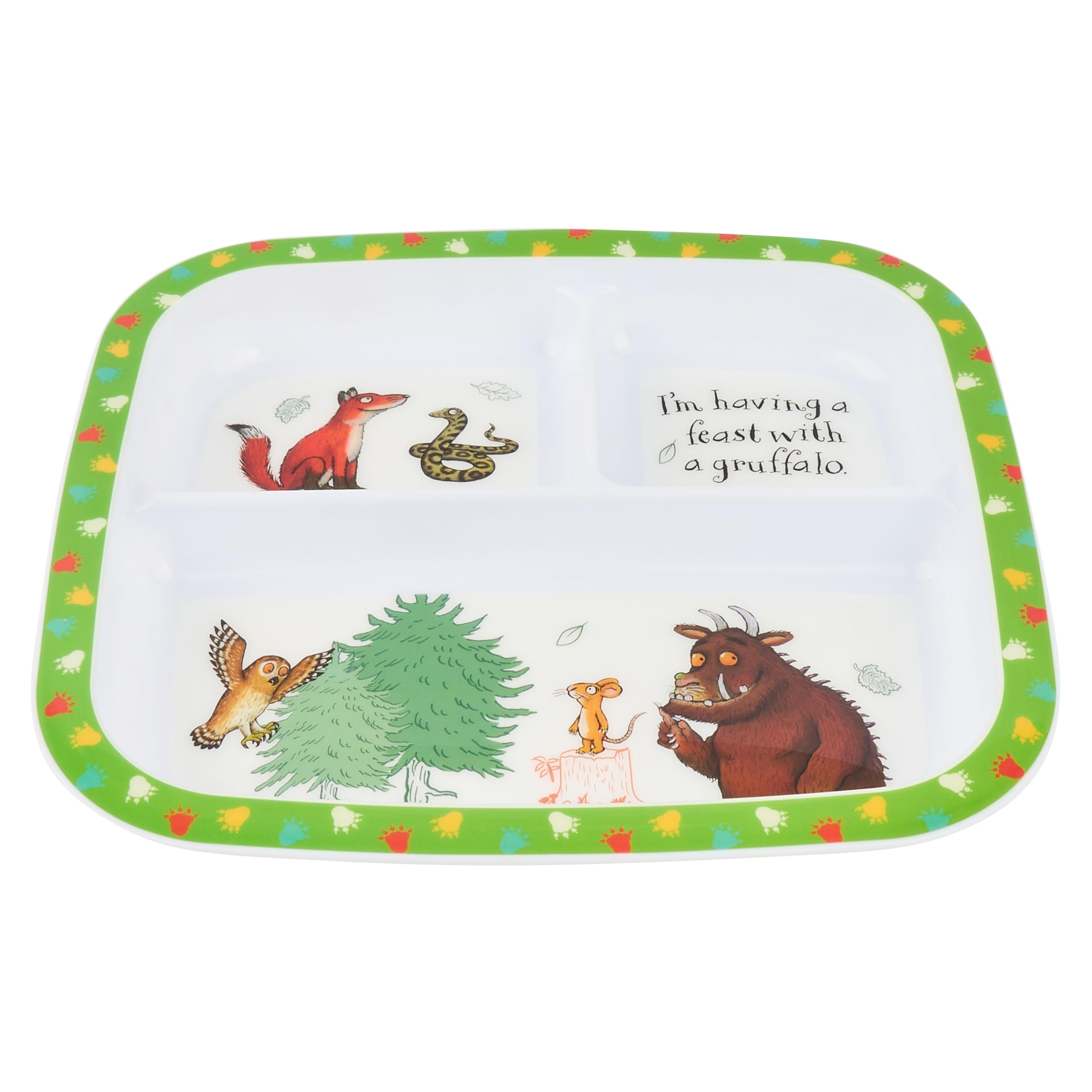 Gruffalo Children's Divided Dinner Plate - 3 Sections, BPA-Free Polypropylene, Green 2