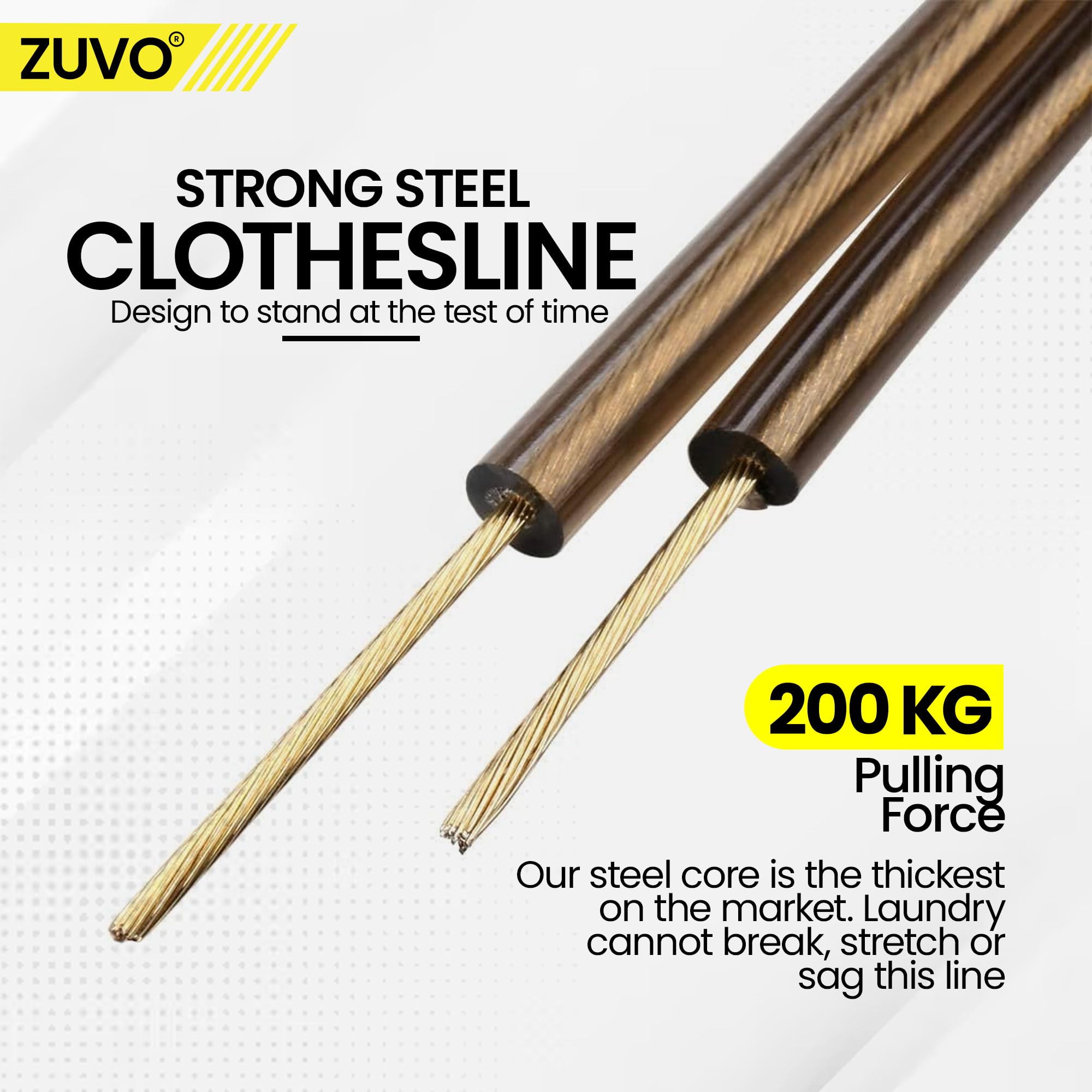 Zuvo 30M Outdoor Washing Line - Heavy-Duty Polyester Clothes Line Rope for Indoor/Outdoor Use 3
