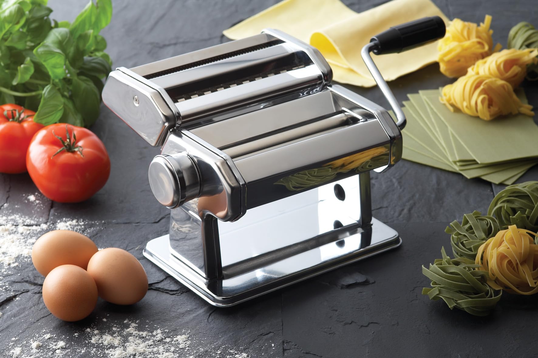 KitchenCraft World of Flavours Manual Pasta Maker - 9 Adjustable Thickness Settings | Stainless Steel 8