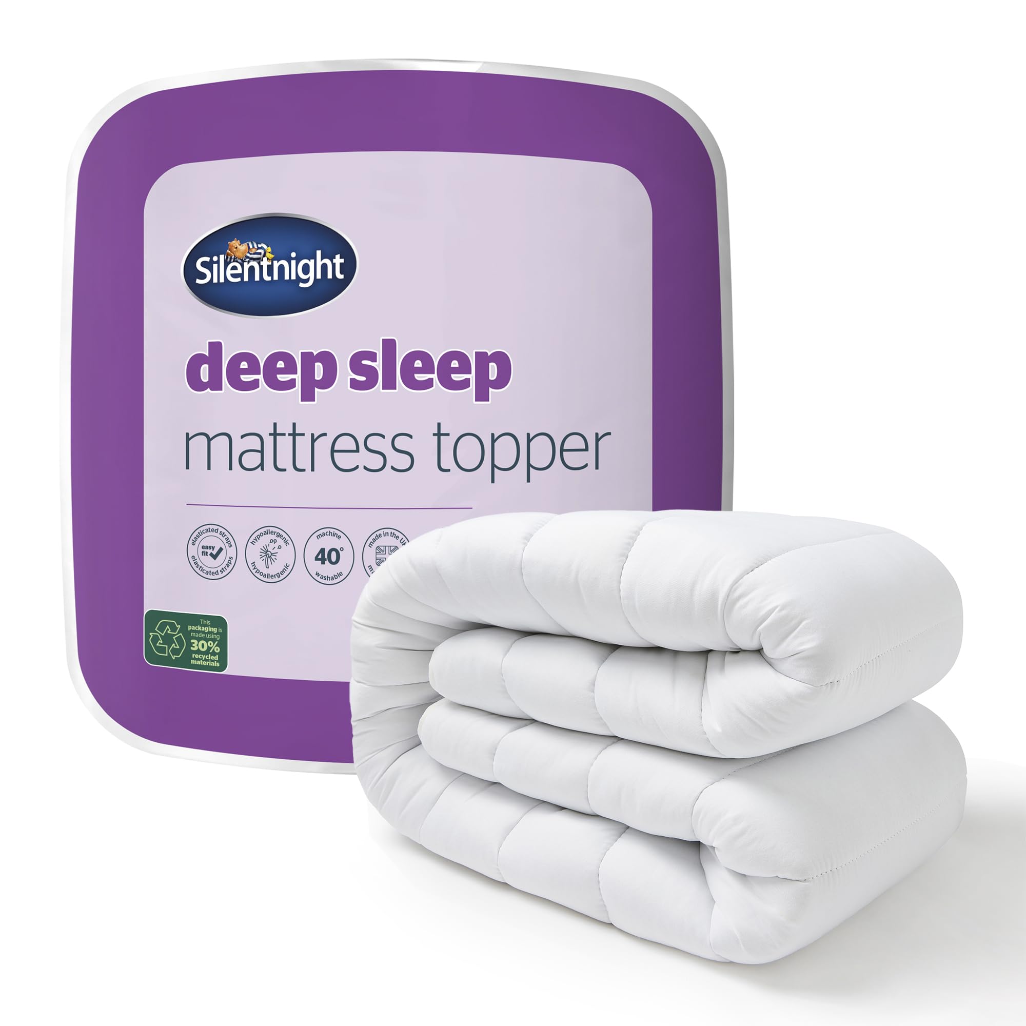 Silentnight Deep Sleep Mattress Topper - Double (190x135cm) | Hypoallergenic & Machine Washable 1