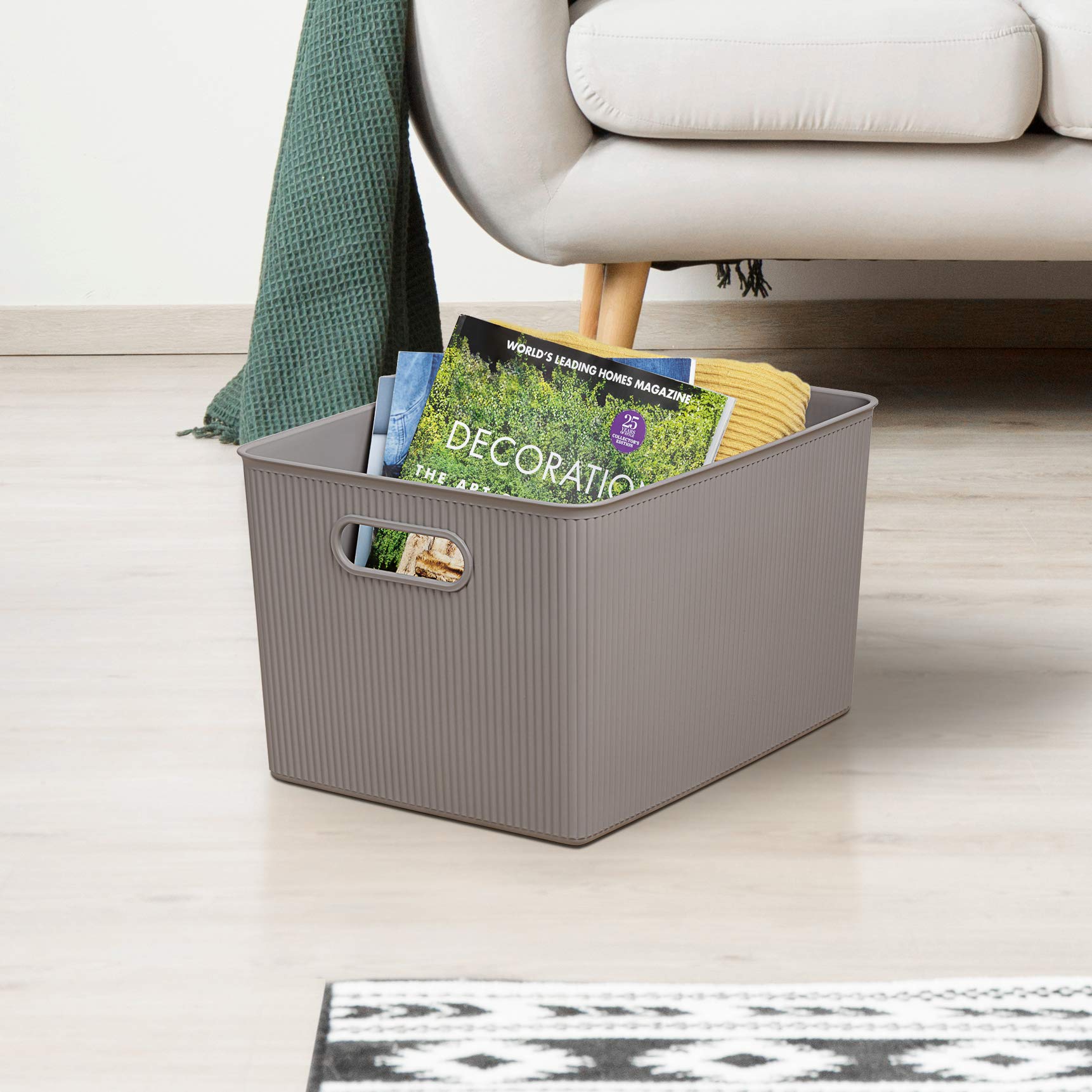 TATAY Baobab Plastic Storage Basket - 22 L Capacity | Anthracite Grey | Stackable 4