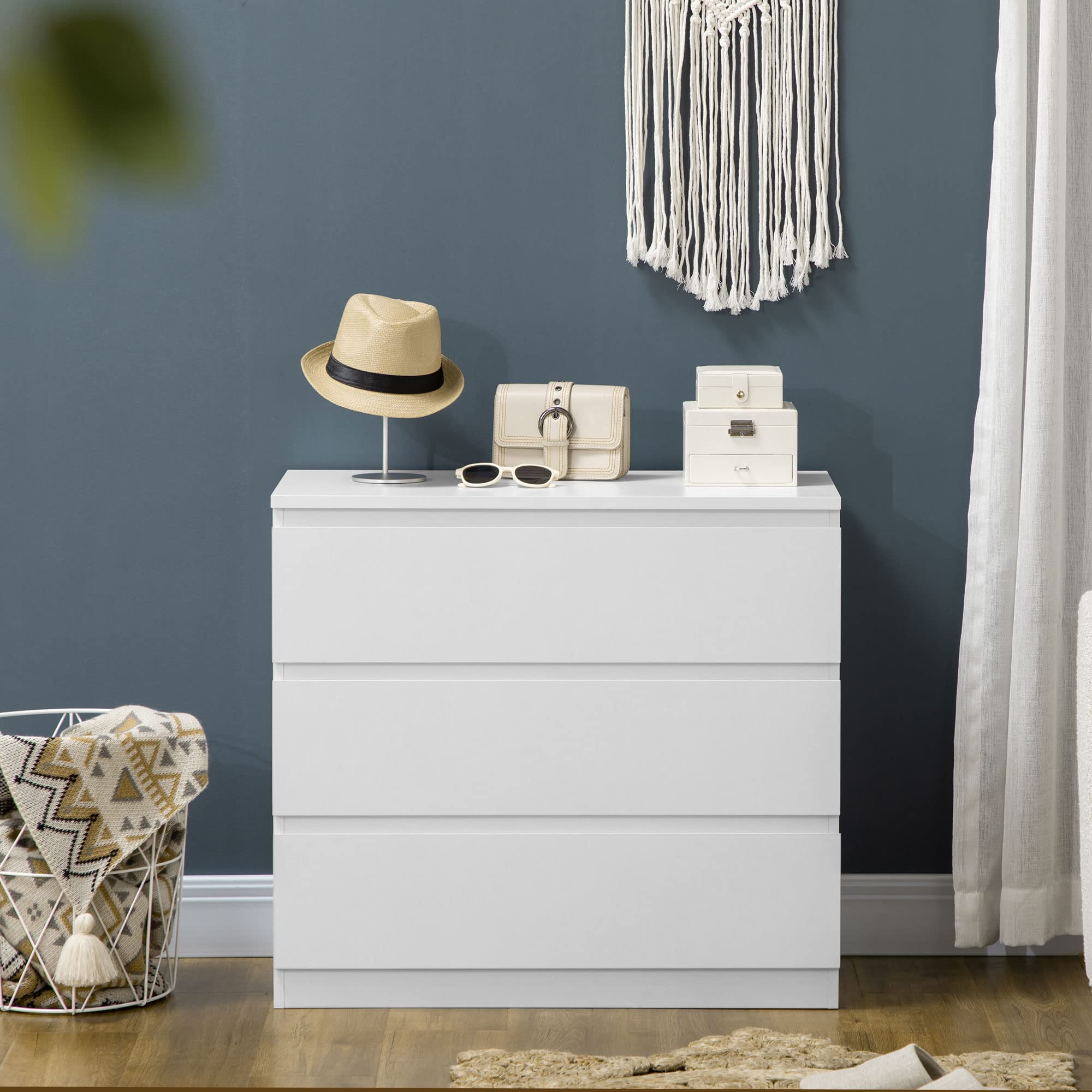 HOMCOM 3-Drawer Chest of Drawers - White Engineered Wood Storage Unit | 80W x 39D cm 7