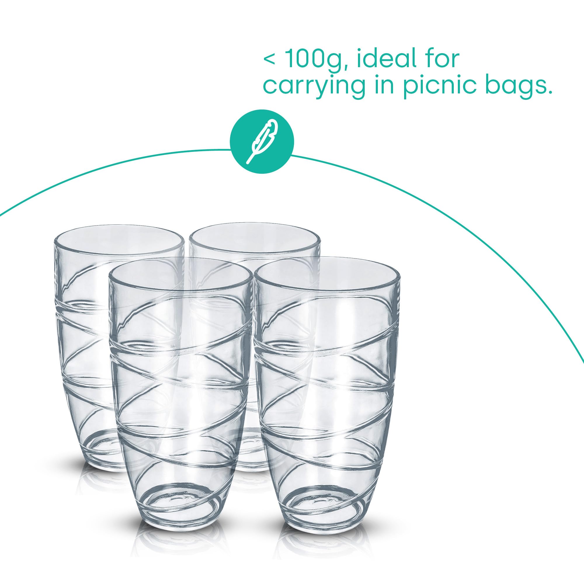 LIVIVO Set of 6 Hi Ball Plastic Acrylic Tumblers with Swirl Design | Break Resistant | BPA-Free 7