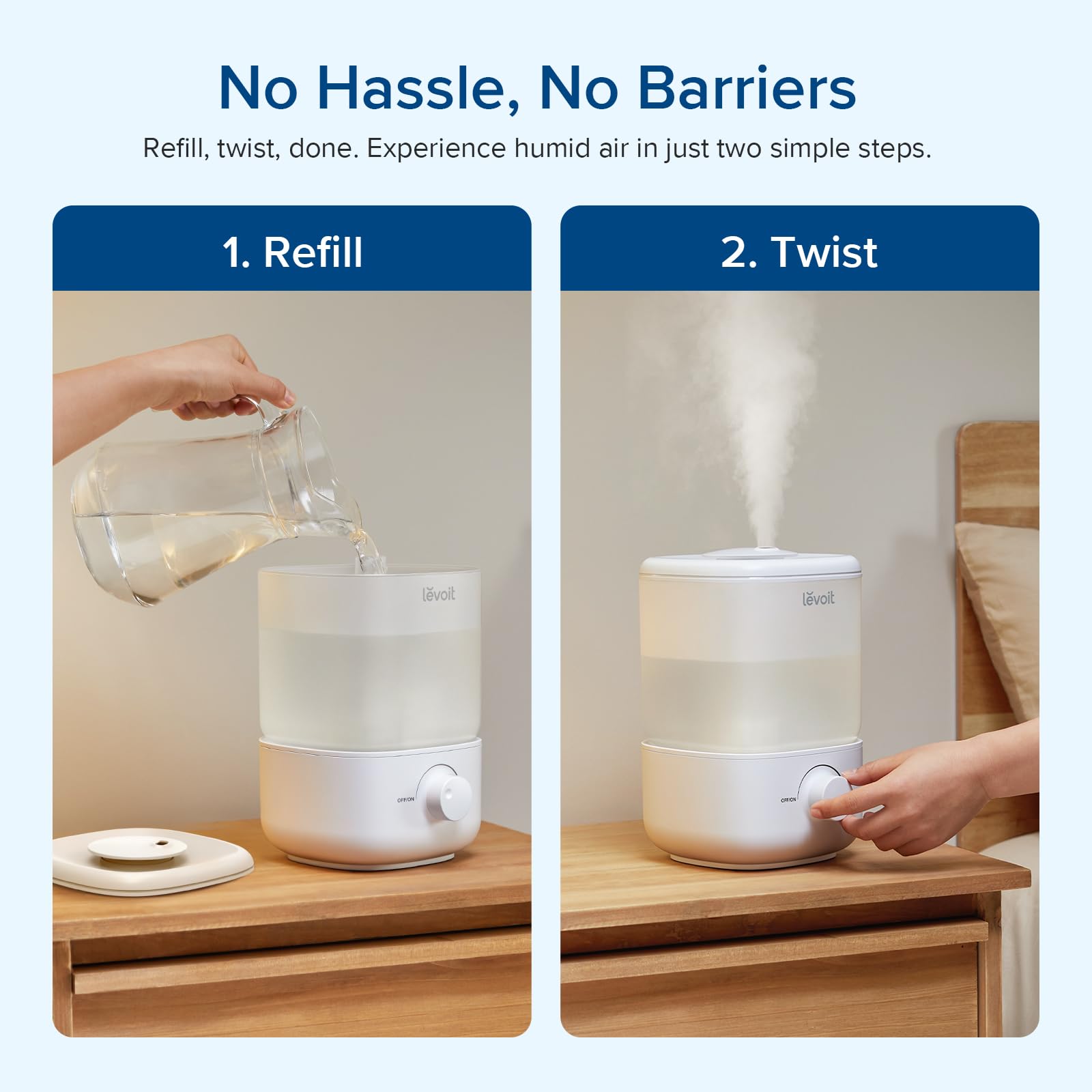 Levoit Classic 160 Cool Mist Humidifier - Ultra-Quiet 23dB | 2.5L Capacity | Easy Top-Fill 2