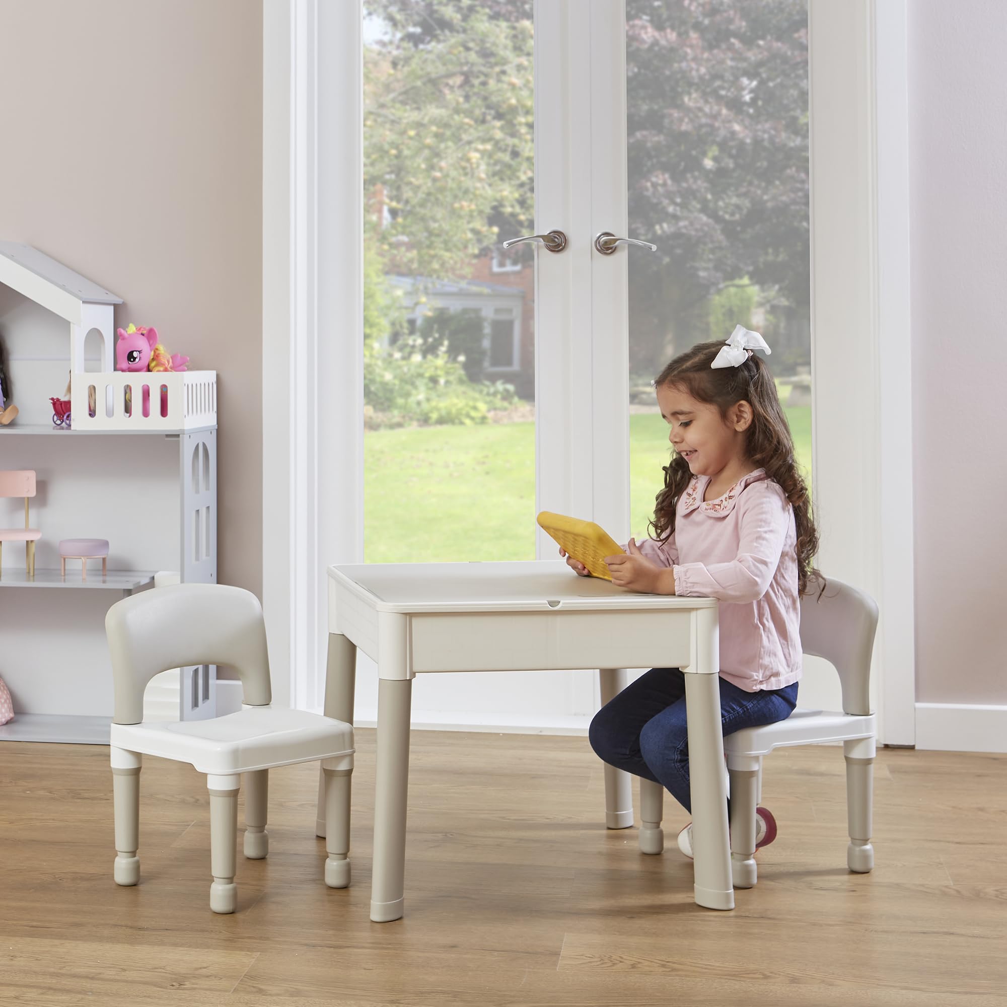 Liberty House Toys Kids 5-in-1 Activity Table and 2 Chairs Set | Reversible Top | Storage Base 3