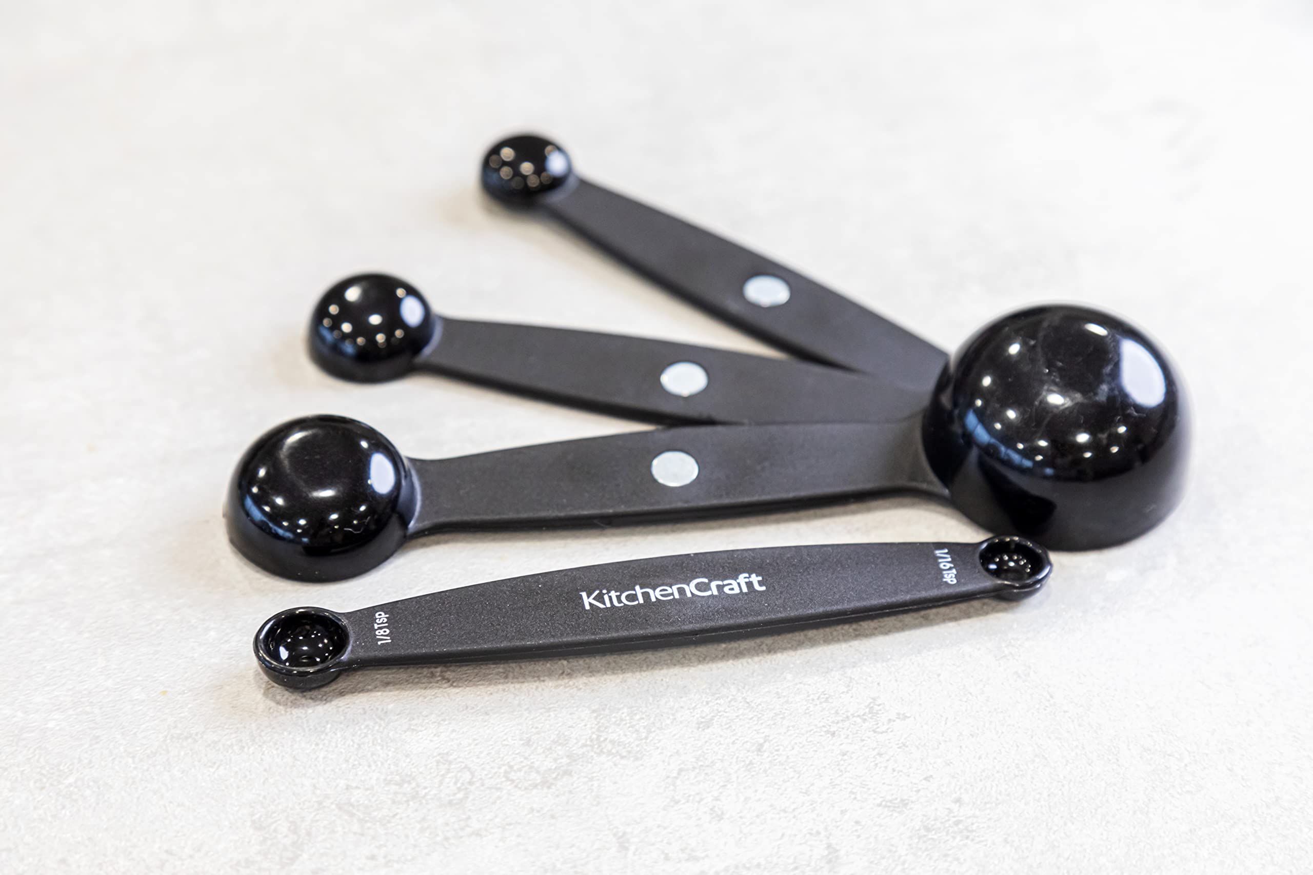 KitchenCraft KCMSPOONSET Set of 4 Nesting Magnetic Measuring Spoons, Black Plastic 5