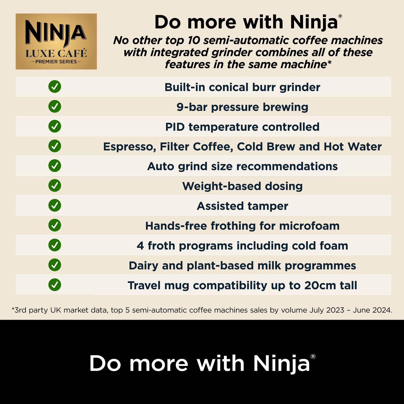 Ninja Luxe Premier 3-in-1 Coffee Machine - Espresso, Cold Brew, Filter | Built-in Grinder 8