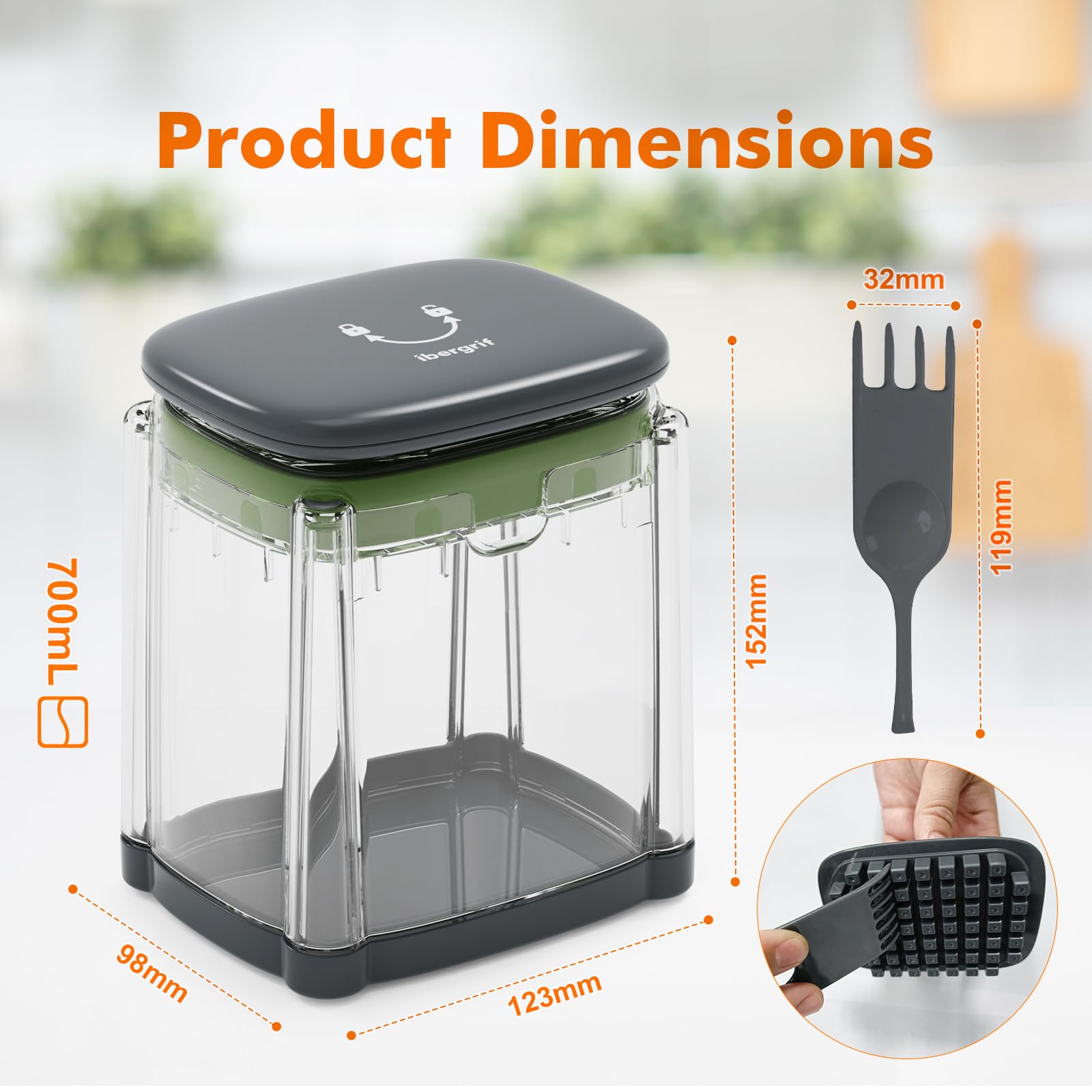 Ibergrif M523 Potato Chipper - 3-in-1 Cutter with Stainless Steel Blades | BPA-Free 5