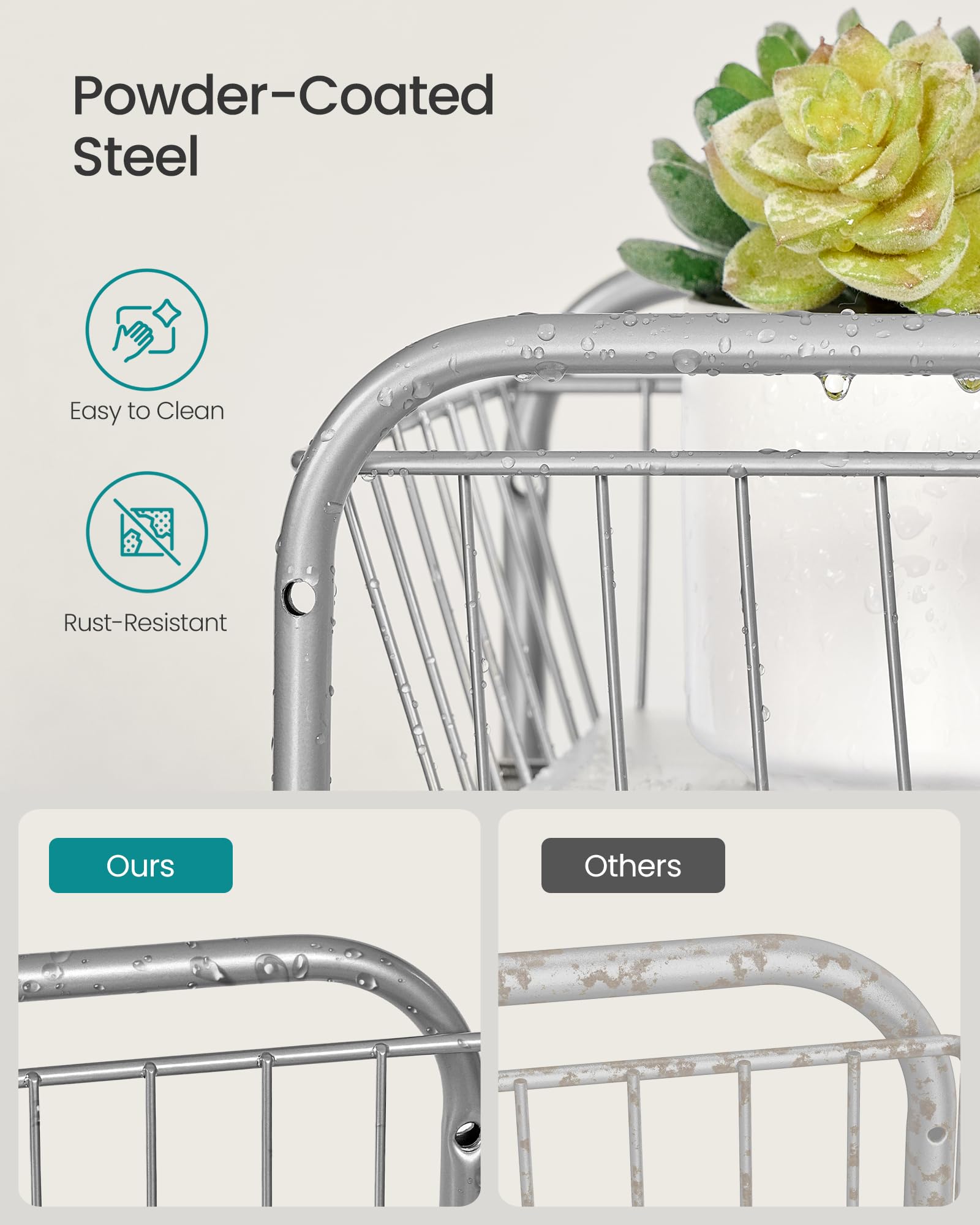 SONGMICS Set of 2 Under Sink Storage Organisers - 2-Tier, Adjustable, Rust-Resistant Steel 5