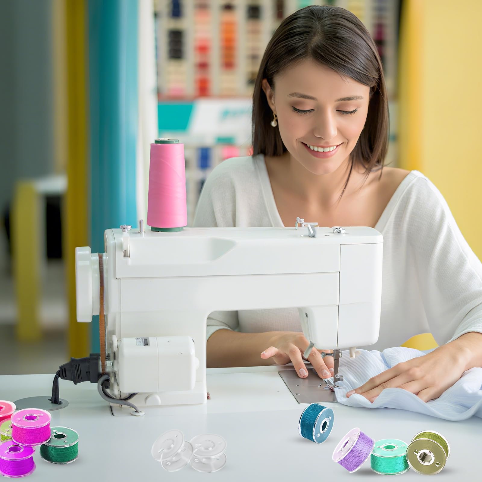 MOXYOY 25PCS Sewing Machine Bobbins - Clear Plastic, Universal Fit | Includes Storage Box 4