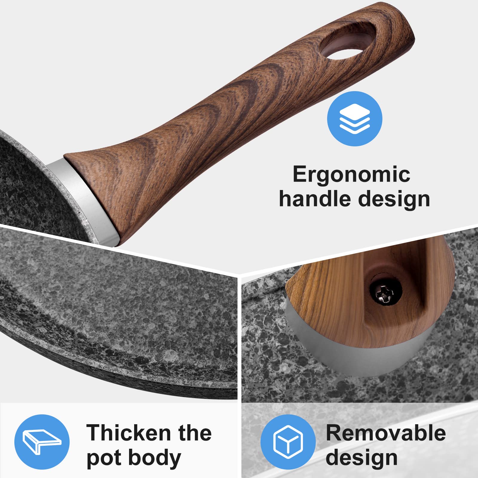 Rainberg 28cm Non-Stick Frying Pan - Granite Coating, Induction Compatible, Anti-Scratch 5