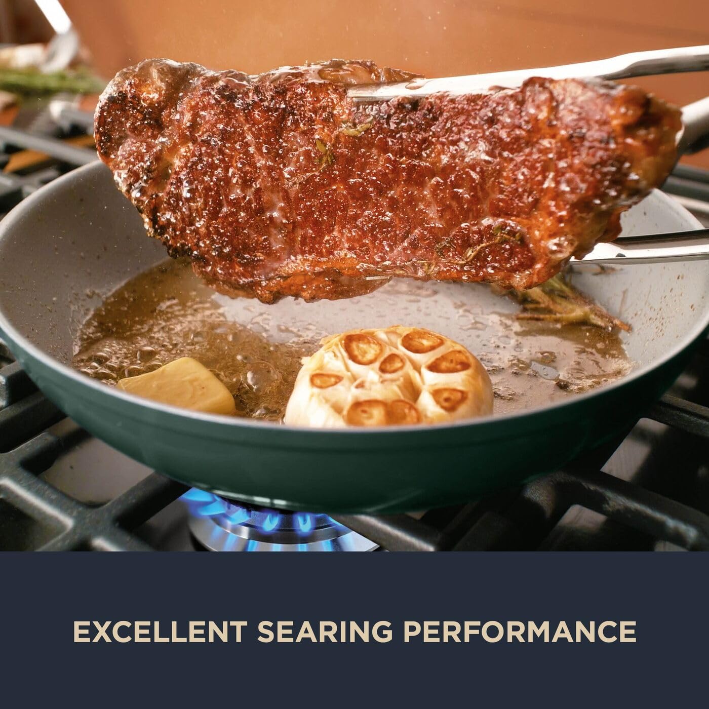 Ninja ZEROSTICK Ceramic Pro 26 cm Sauté Pan with Glass Lid | PTFE-Free | All Hob Compatible | Green 4