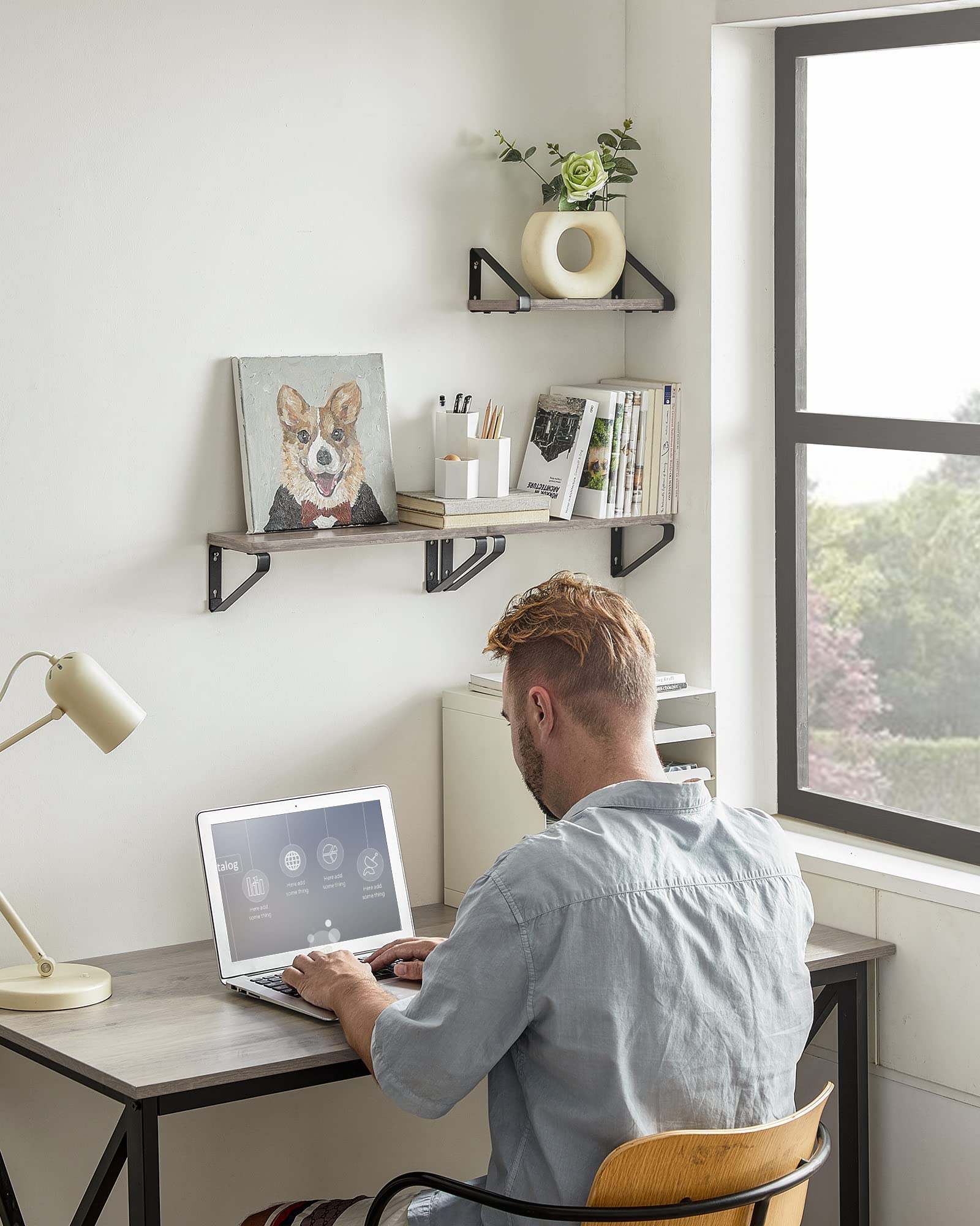 VASAGLE Floating Wall Shelves - Set of 3 Display Shelves | Heather Greige & Matte Black | Max 10 kg Capacity Each 4
