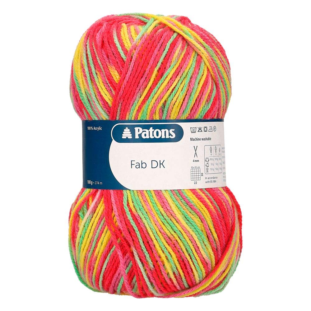 Patons Fab DK Yarn - 100% Acrylic Double Knitting Weight | Clown Colour | 100g Ball 1