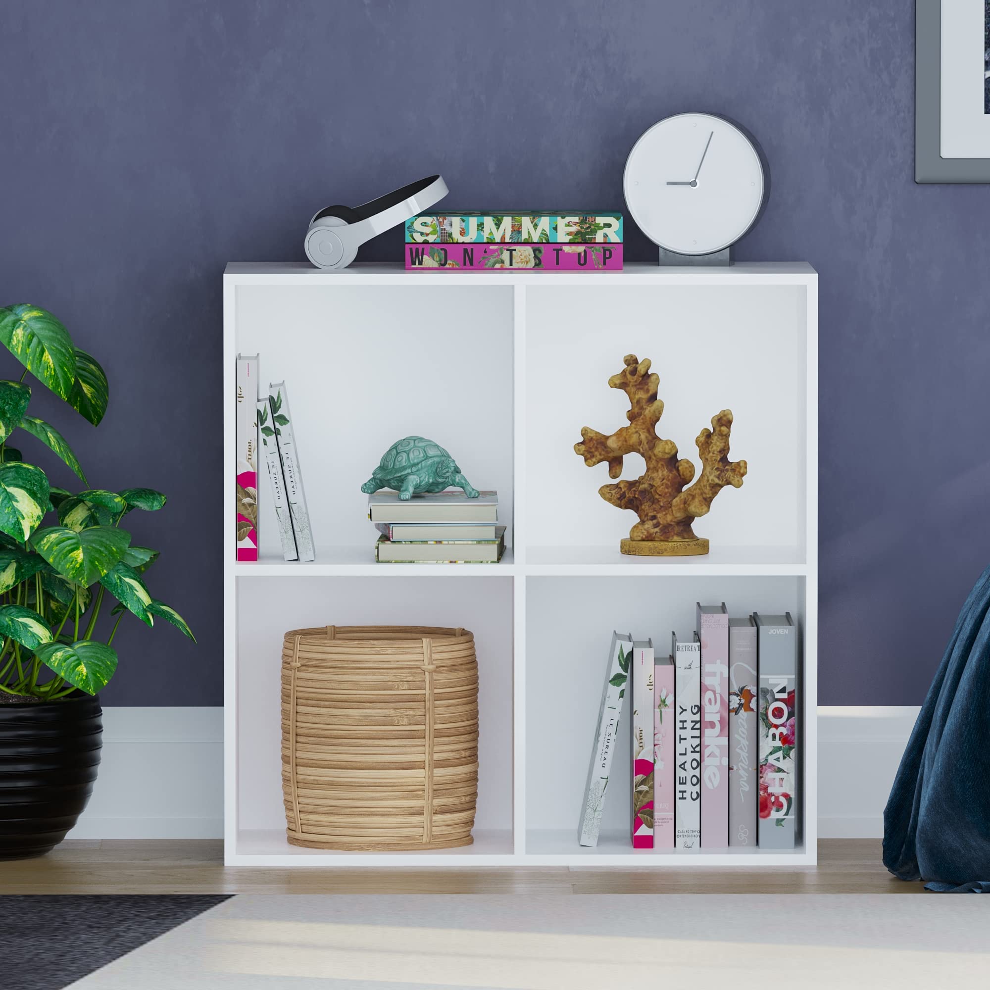 Vida Designs Durham 4 Cube Bookcase Storage Organiser | White | MDF & Chipboard 3
