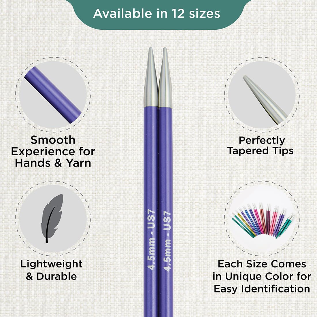 KnitPro Zing Interchangeable Circular Knitting Needles - 4.50mm | Lightweight Aluminium | Smooth Joins 3
