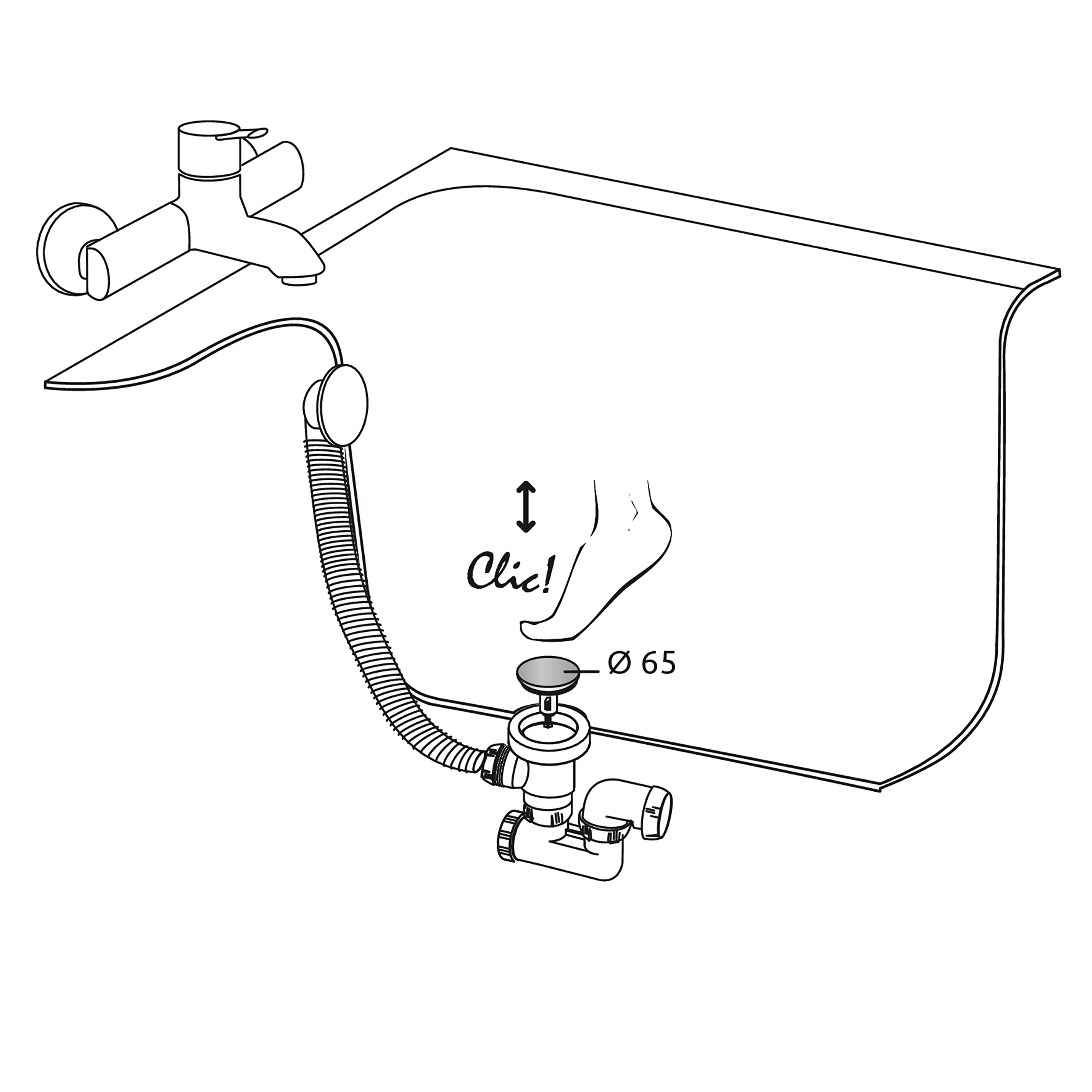 Wirquin Quick-Clac SP9260S Bathtub Stopper | Stainless Steel | Chrome Finish 3